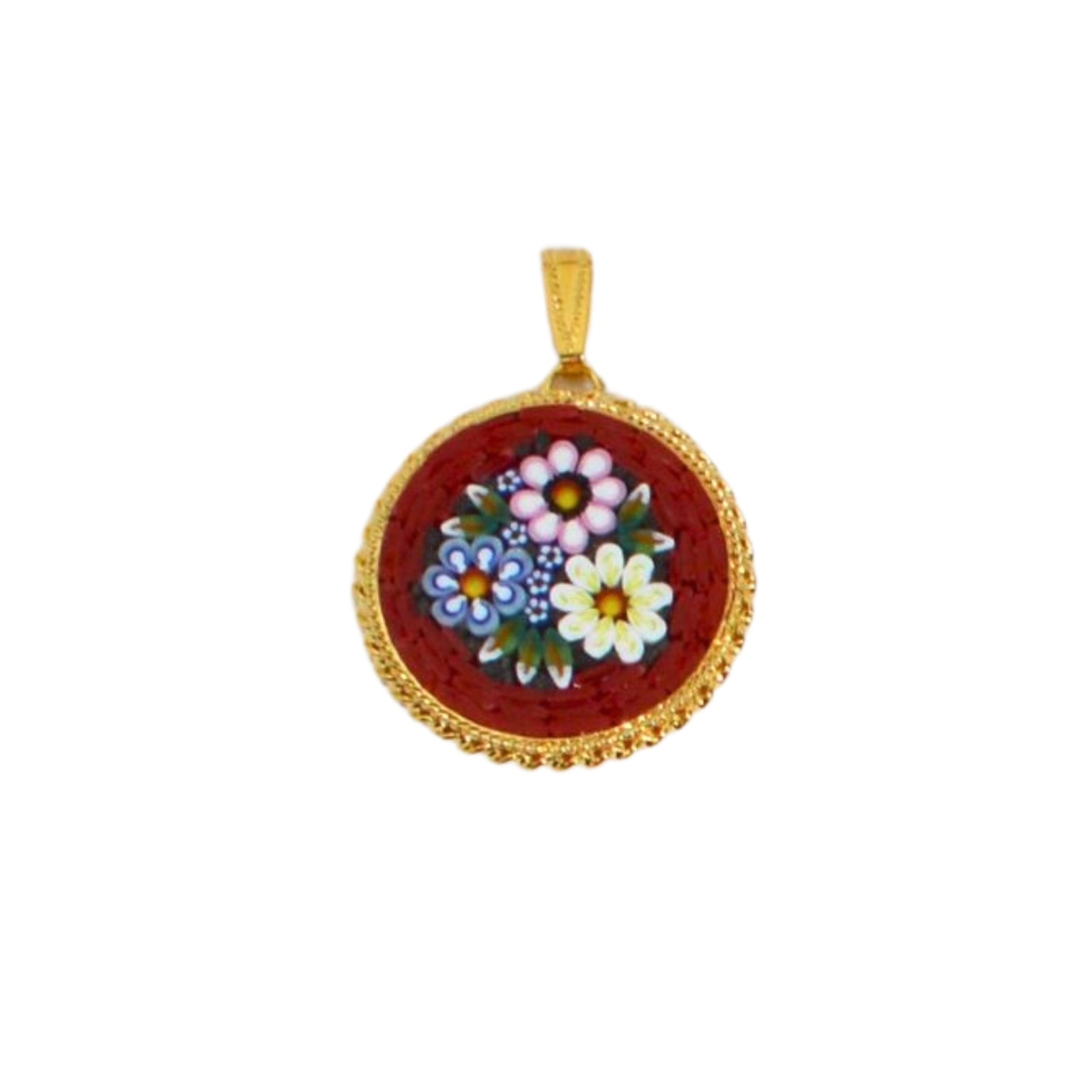 Florentine Mosaic Round Pendant, Handcrafted in Italy - My Italian Decor