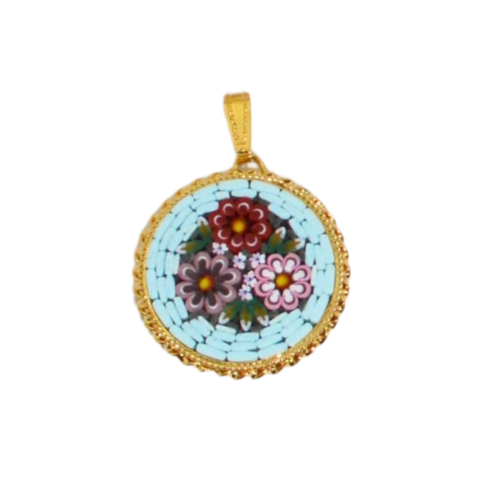 Florentine Mosaic Round Pendant, Handcrafted in Italy - My Italian Decor