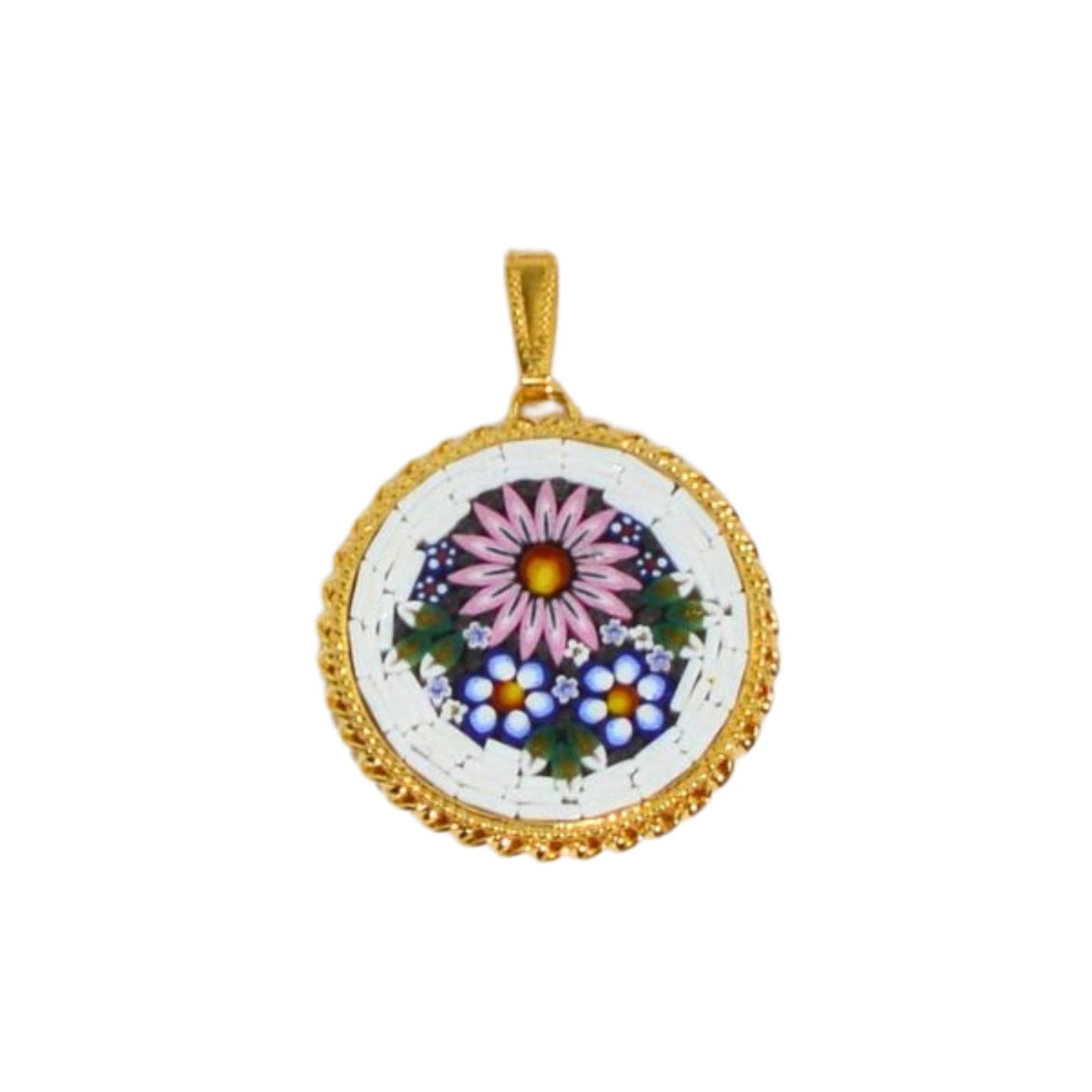 Florentine Mosaic Round Pendant, Handcrafted in Italy - My Italian Decor