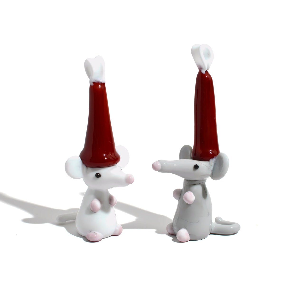 Murano Glass Christmas Mice Figurine/Ornament Set of 2