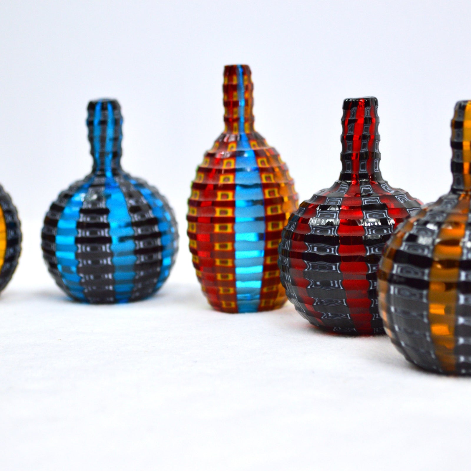 Colorful Murano Glass Millefiori petite decorative bottle by My Italian Decor, showcasing vibrant patterns and craftsmanship.