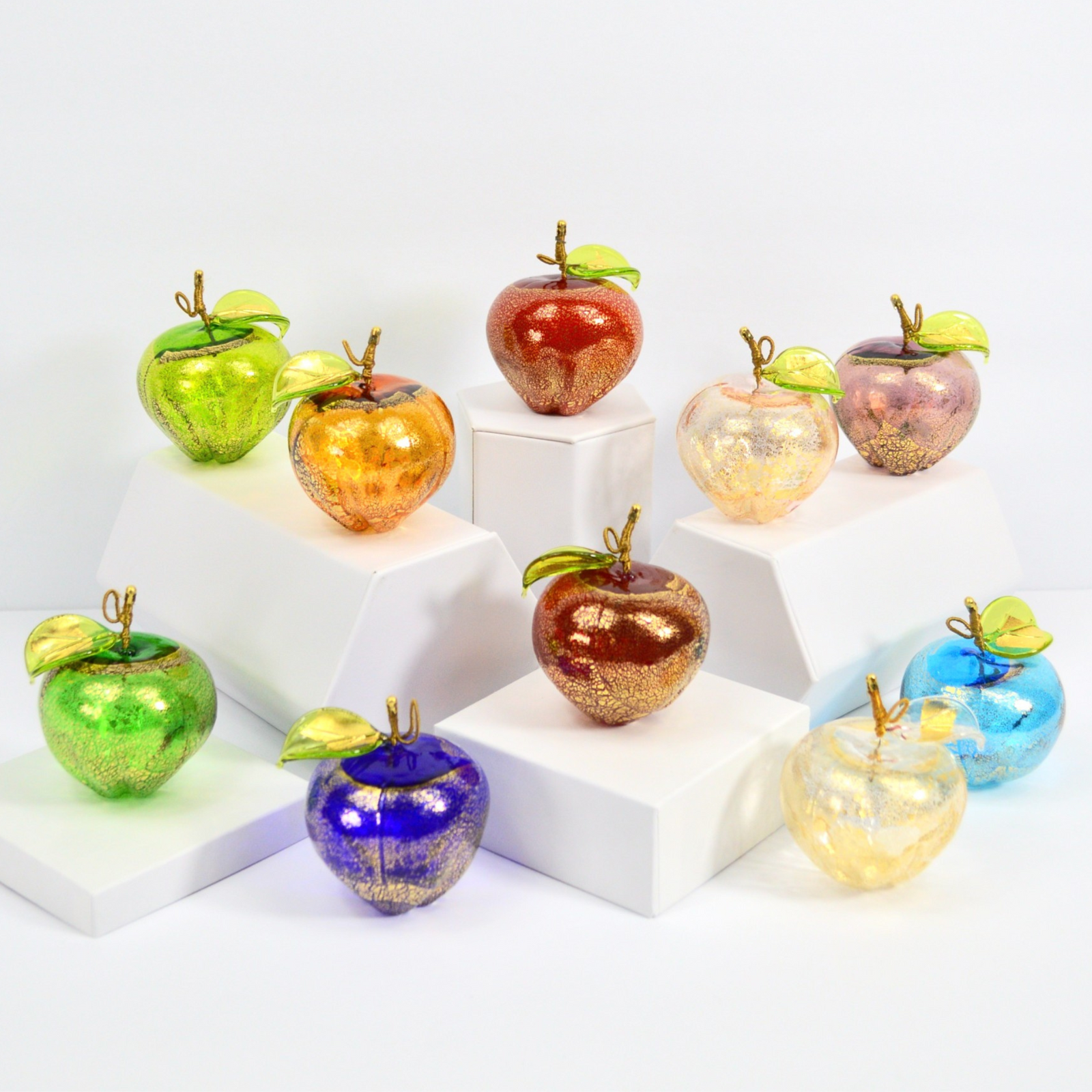 Murano Blown Glass Apple, 24k Gold Foil, Hand Blown in Italy - My Italian Decor