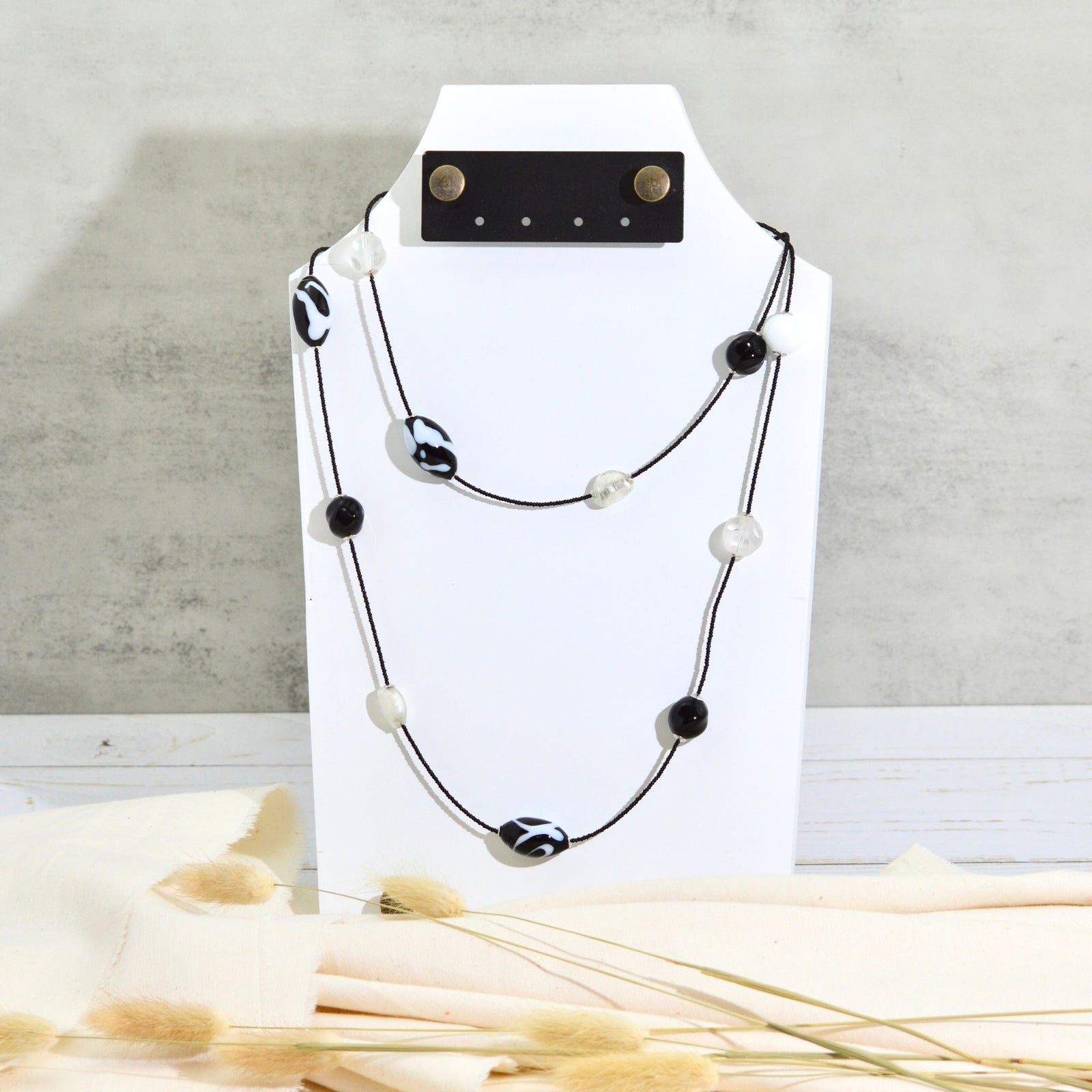 Serenissima Murano Glass Beaded Necklace, Black, Made in Italy - My Italian Decor