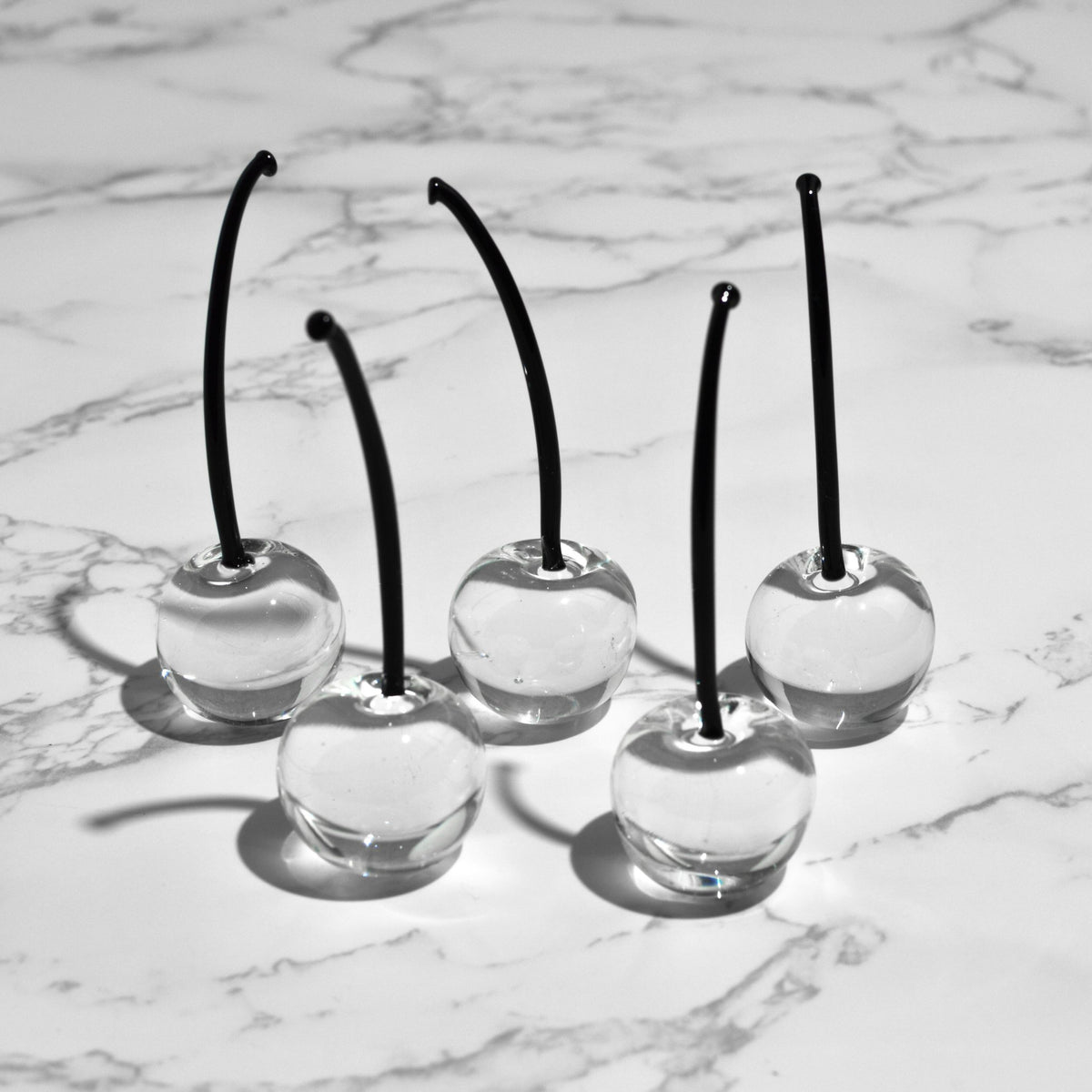 Murano Glass Cherries, Clear Glass, Sets of 3 or 5, Made in Italy - My Italian Decor