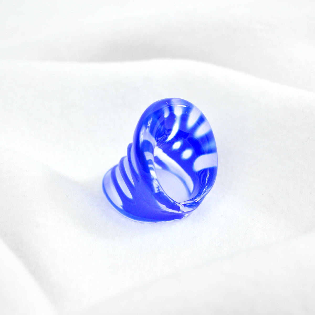 Murano Glass Abstract Statement Rings, Blue &amp; Red, Handcrafted In Italy - My Italian Decor