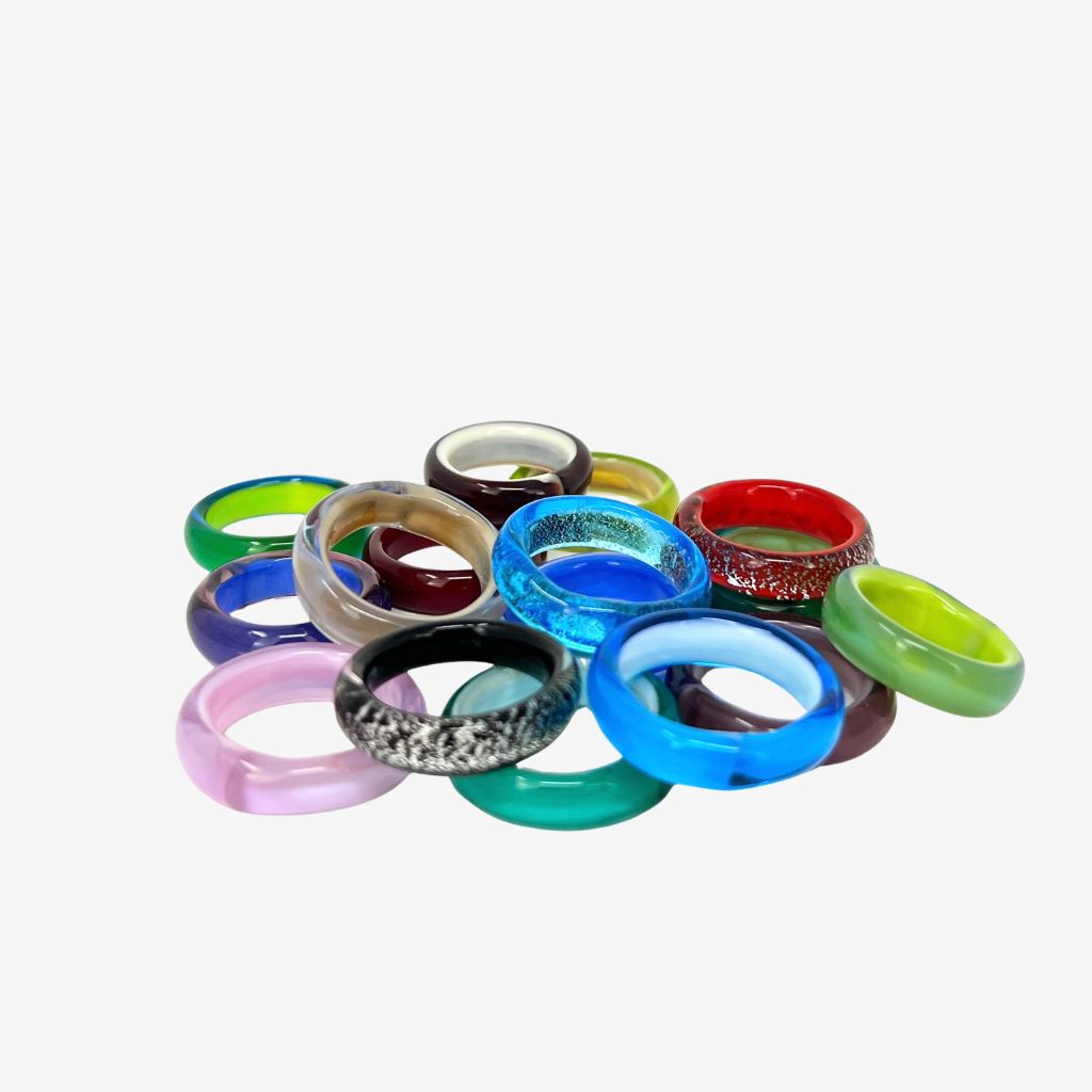 Murano Glass Stacking Band Rings, Set of 2, Made in Italy