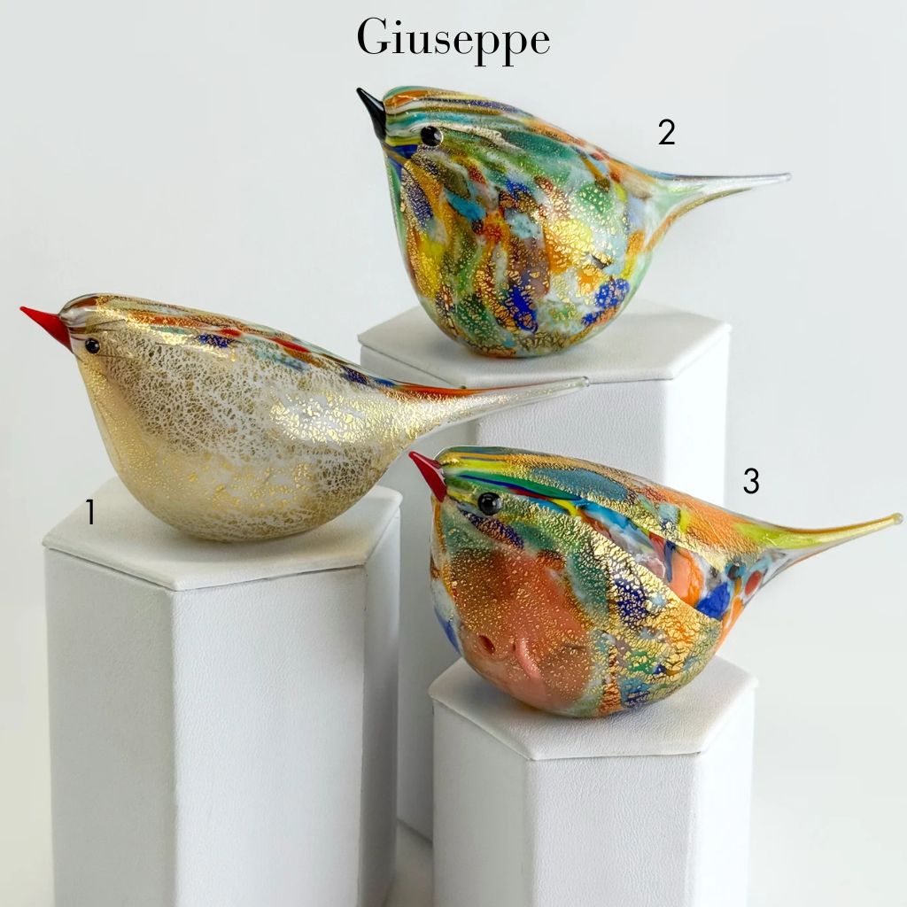 Murano Glass Hand Blown Multicolor Chirpie Bird - Giuseppe - My Italian Decor