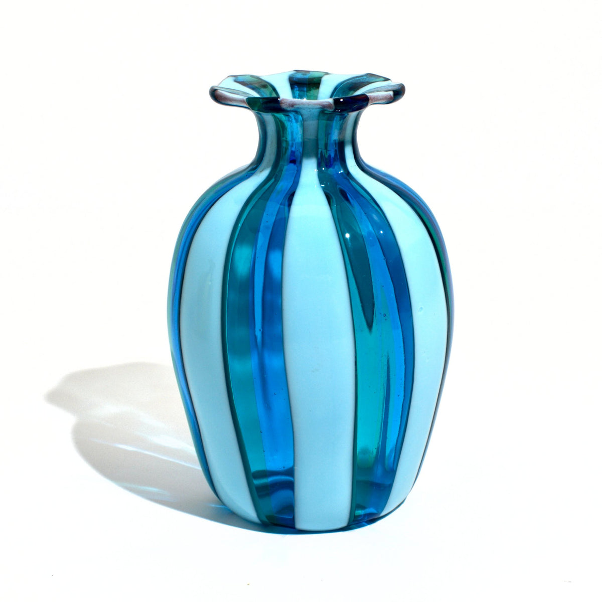 Murano Glass Stiletto Vase, Small Striped Vase, Made in Italy