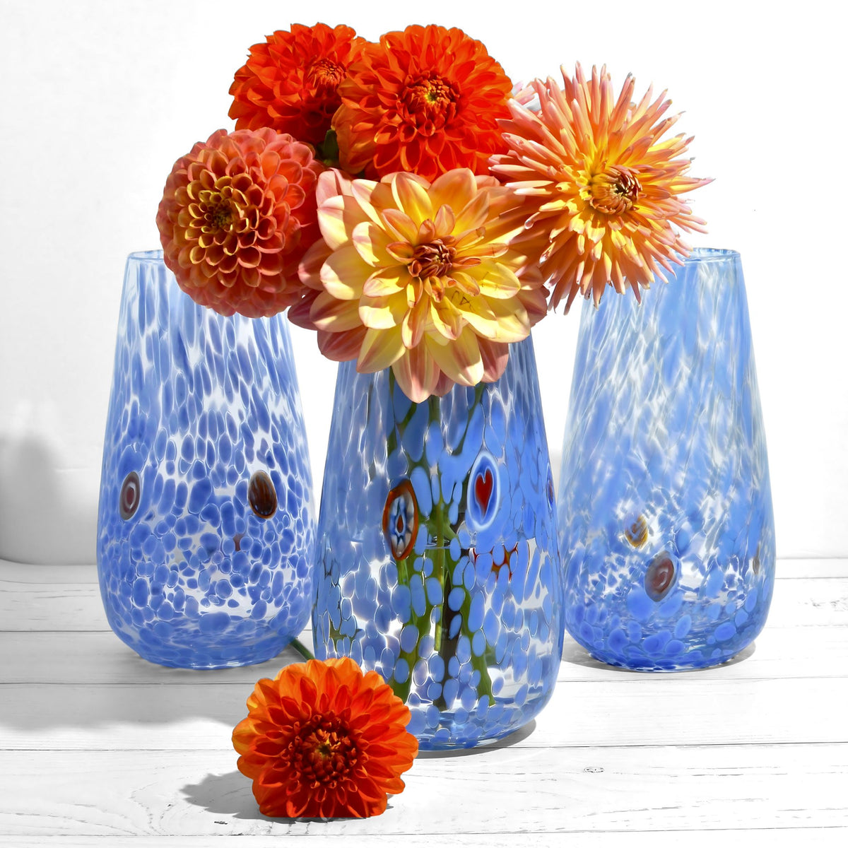 Bouquet Vase, Handblown Murano Glass with millefiori, Made in Italy