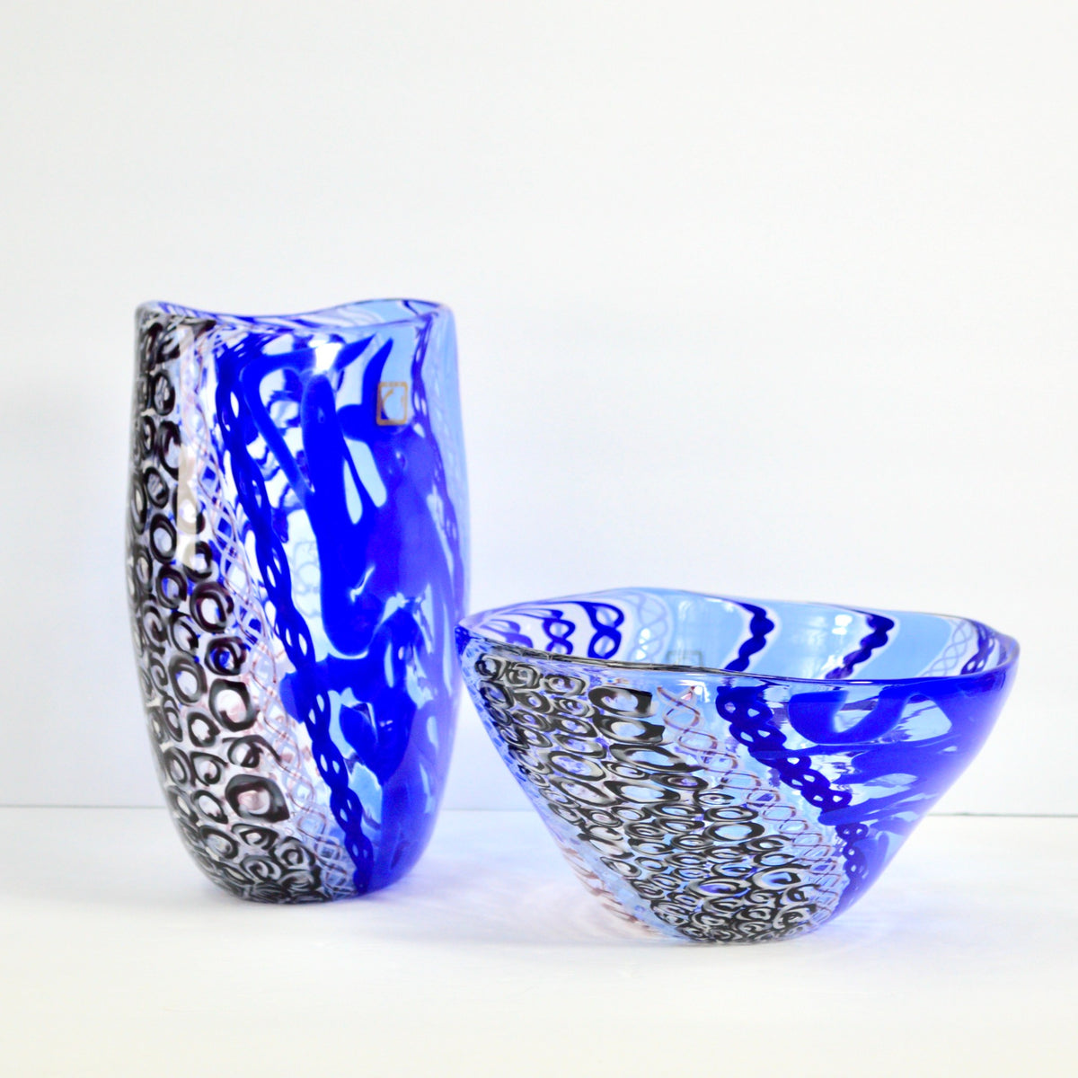 Murano Glass Large Art Centerpiece Bowl, Blue - My Italian Decor