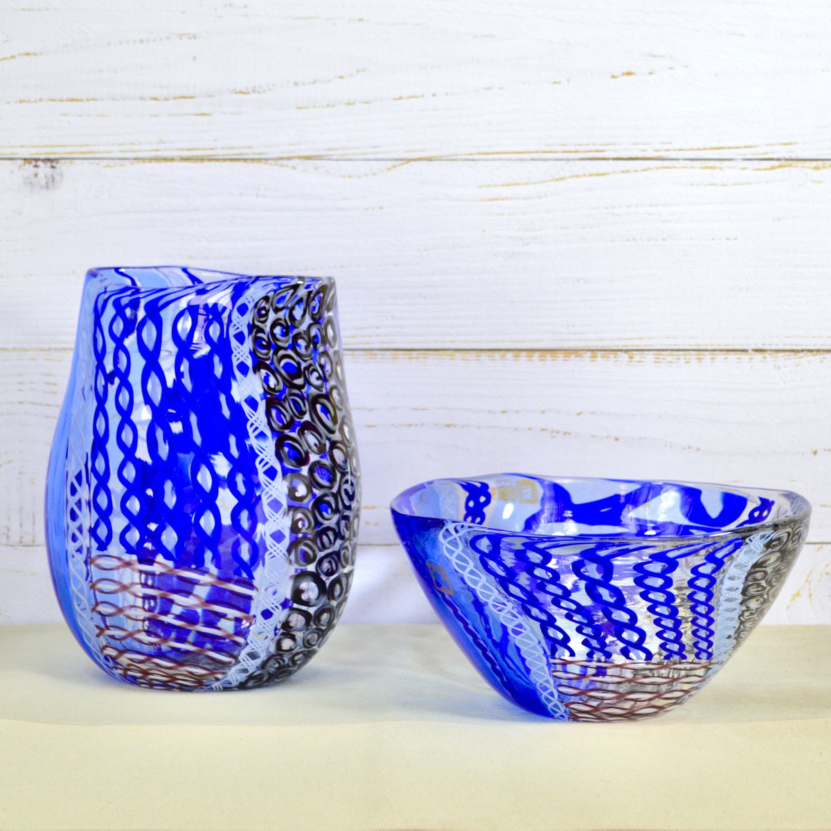 Murano Glass Large Art Centerpiece Bowl, Blue - My Italian Decor