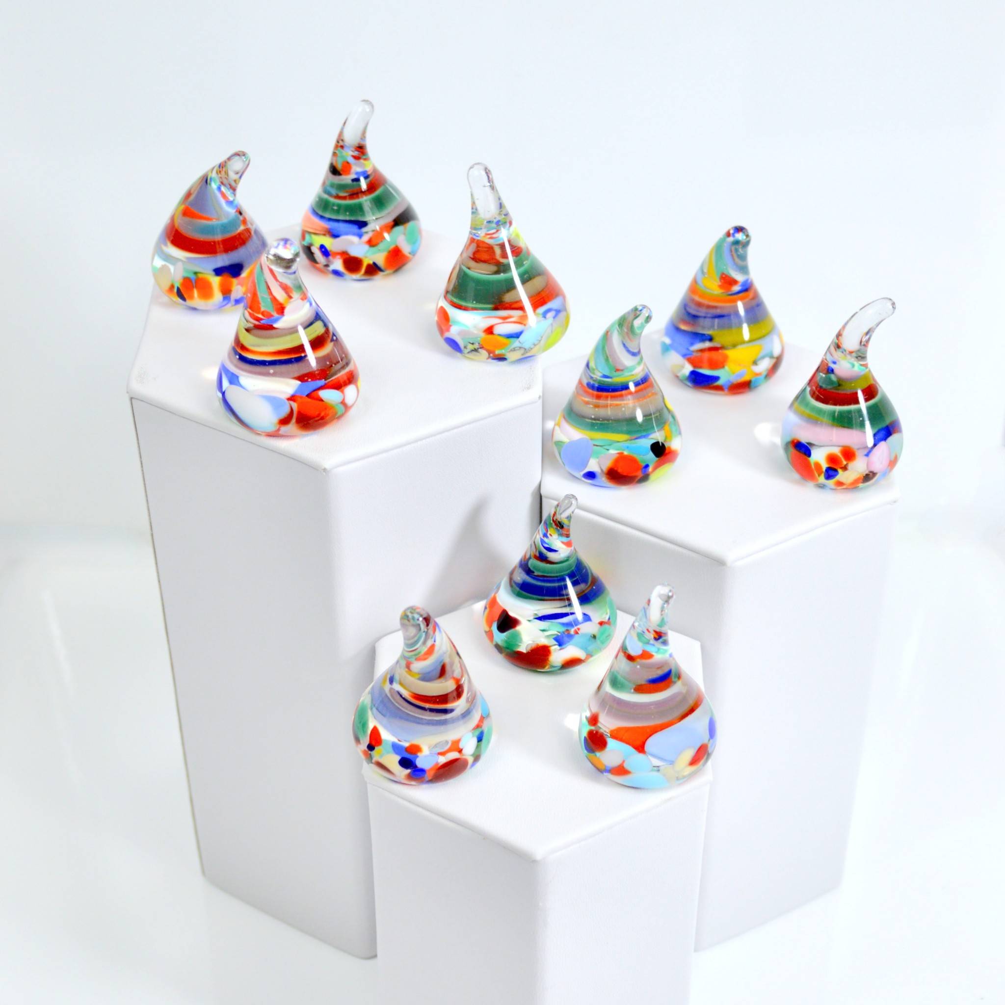 Set of Murano glass Italian sweets in candy kiss design by MyItalianDecor, handcrafted artificial food decorative pieces.