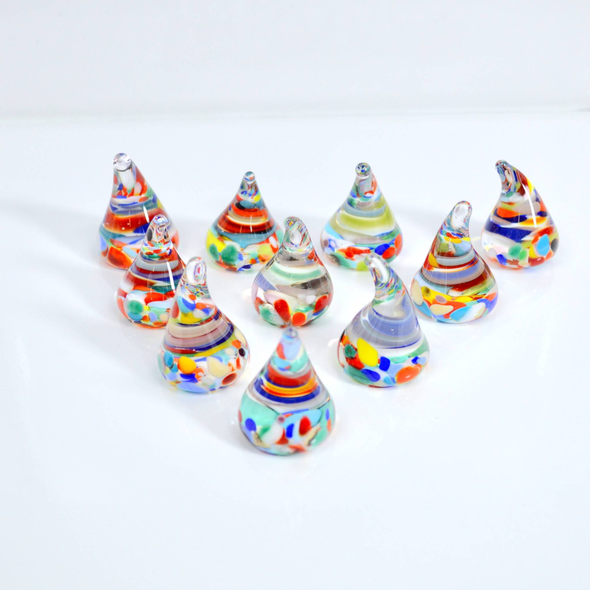 Set of 10 colorful Murano glass candy-shaped Italian sweets by MyItalianDecor, crafted as artificial food decor.