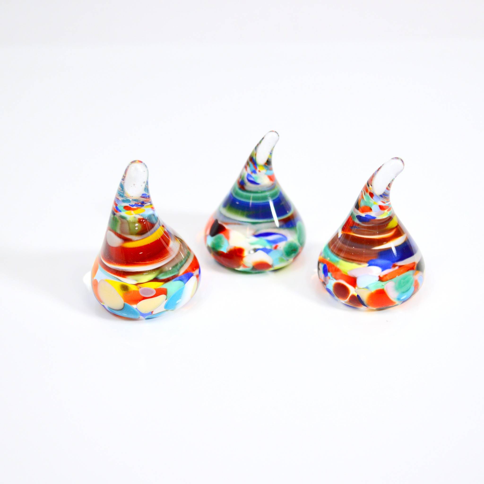 Set of three Murano glass Italian sweets by MyItalianDecor, handcrafted artificial Italian candy in vibrant colors.
