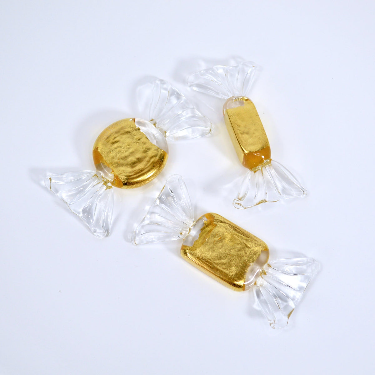 Murano Glass Candy, Gold, Set of 3 or 5 - My Italian Decor