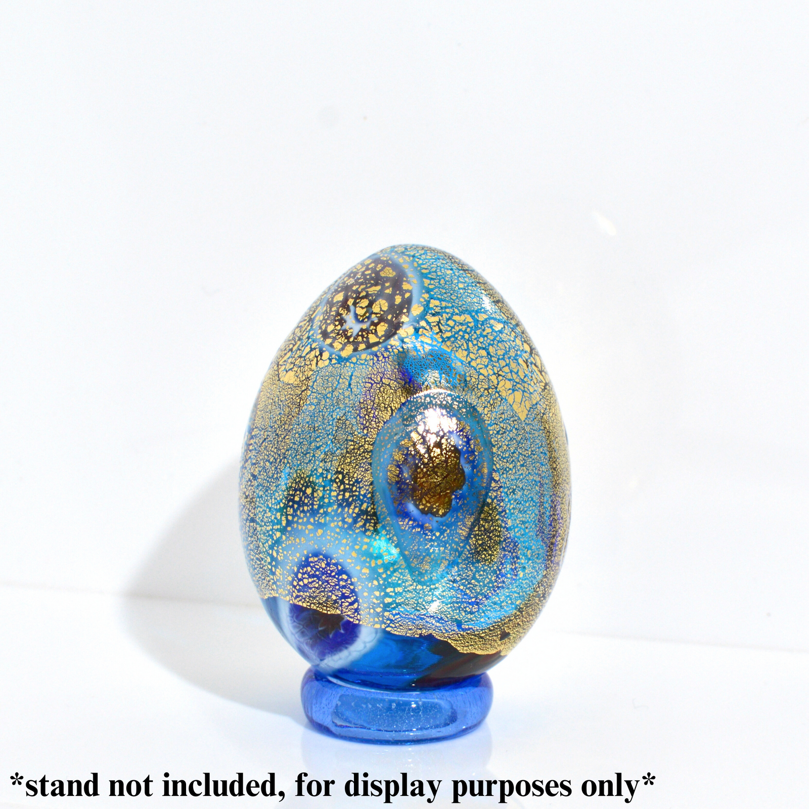 Colorful Murano glass egg figurine made in Italy, handcrafted by My Italian Decor, showcasing vibrant glass artistry.