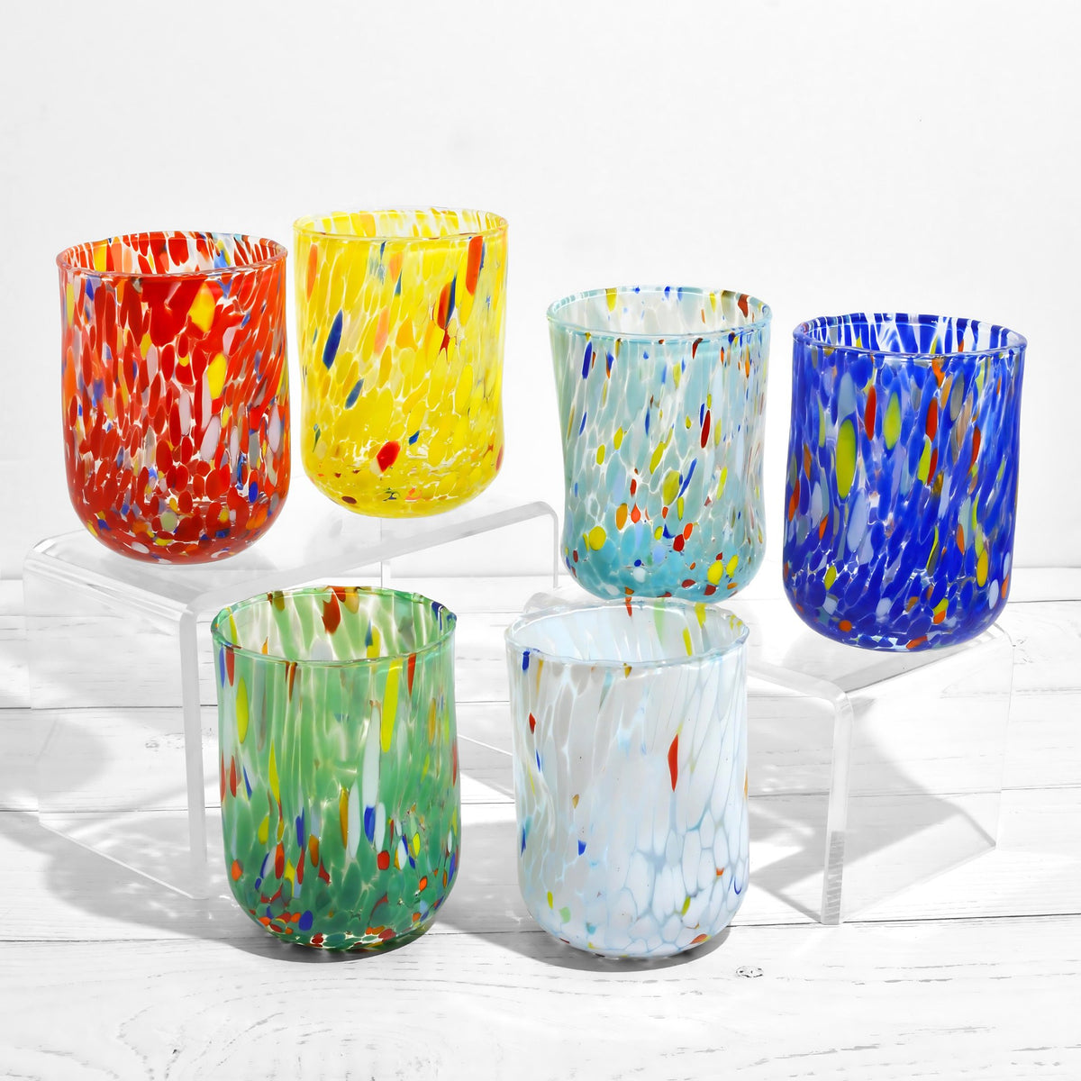 Set of 2 or 6 Murano Glass Tumblers, Fresca Due