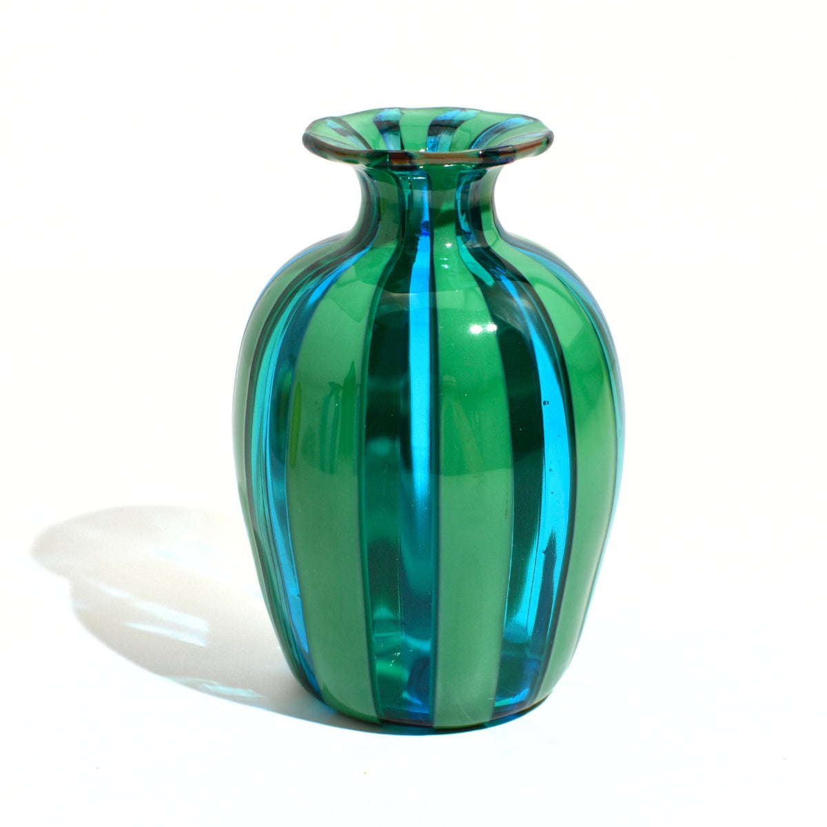 Murano Glass Stiletto Vase, Small Striped Vase, Made in Italy