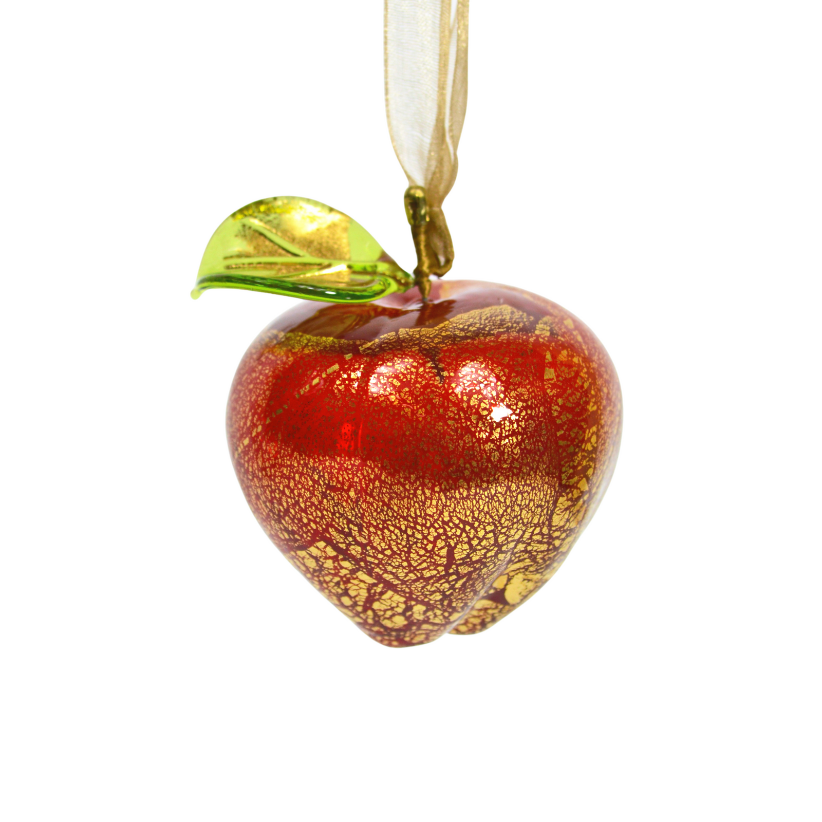 Murano Blown Glass Apple, 24k Gold Foil, Hand Blown in Italy - My Italian Decor