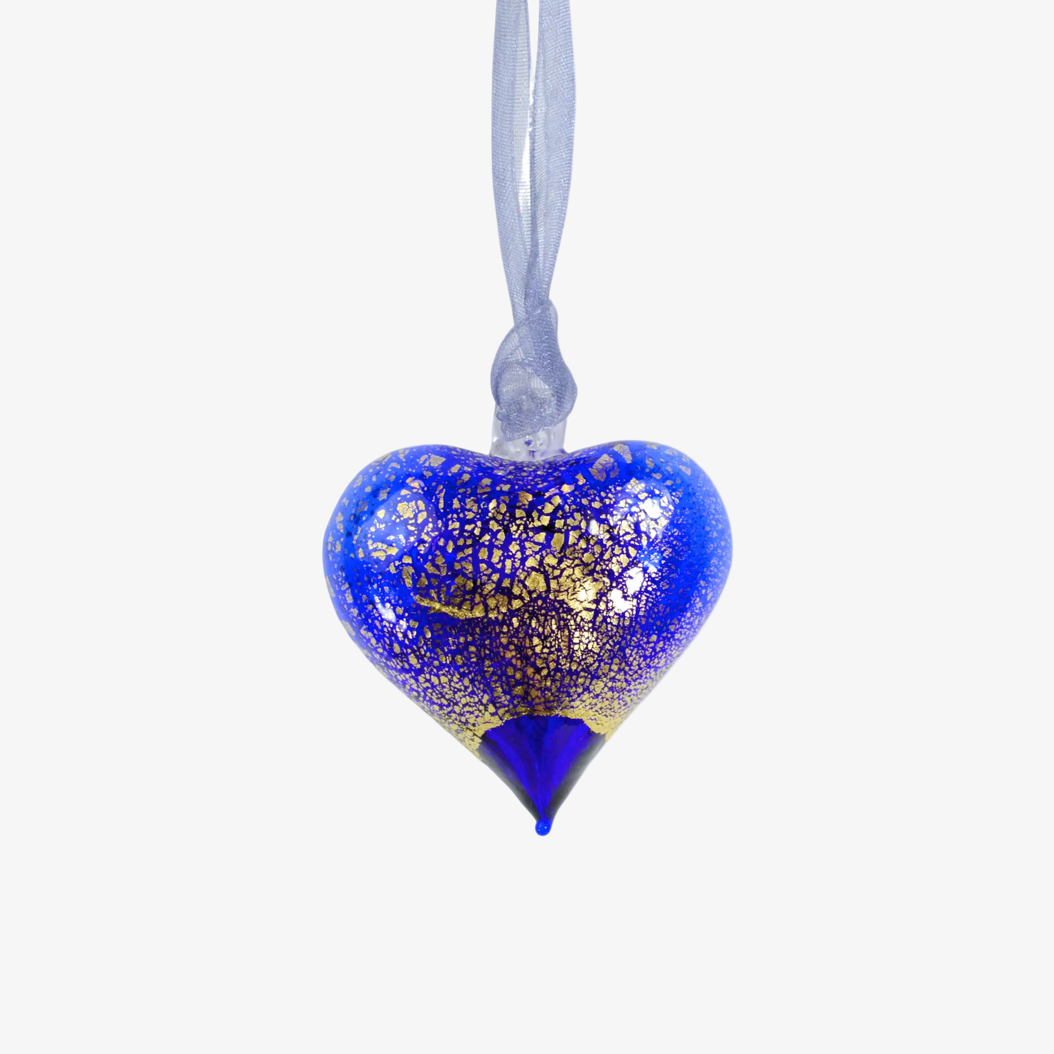 Cobalt blue Murano glass small heart ornament, colorful holiday decor, handmade in Italy, by MyItalianDecor.