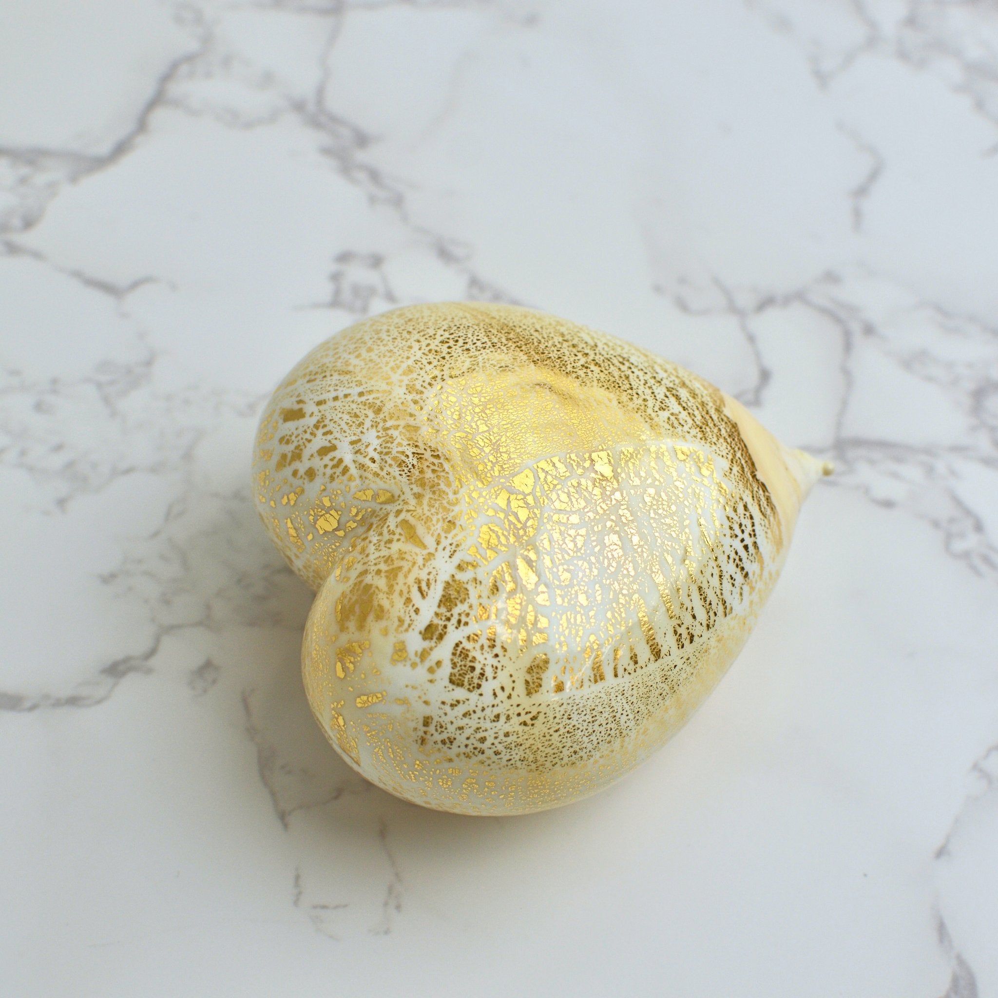 Murano glass heart figurine with 24 karat gold accents in ivory, handcrafted in Italy, by MyItalianDecor.