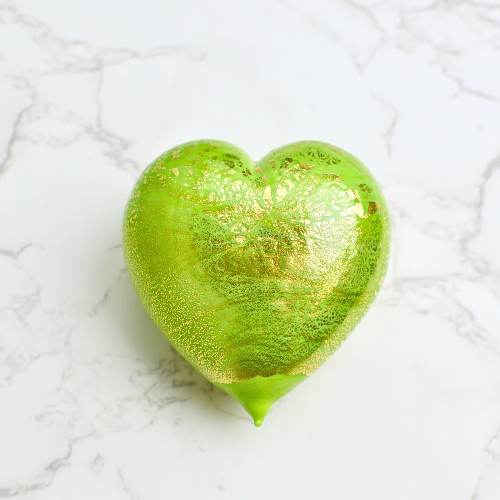 Murano glass heart figurine with 24K gold accents in vibrant colors, handcrafted in Italy by MyItalianDecor.