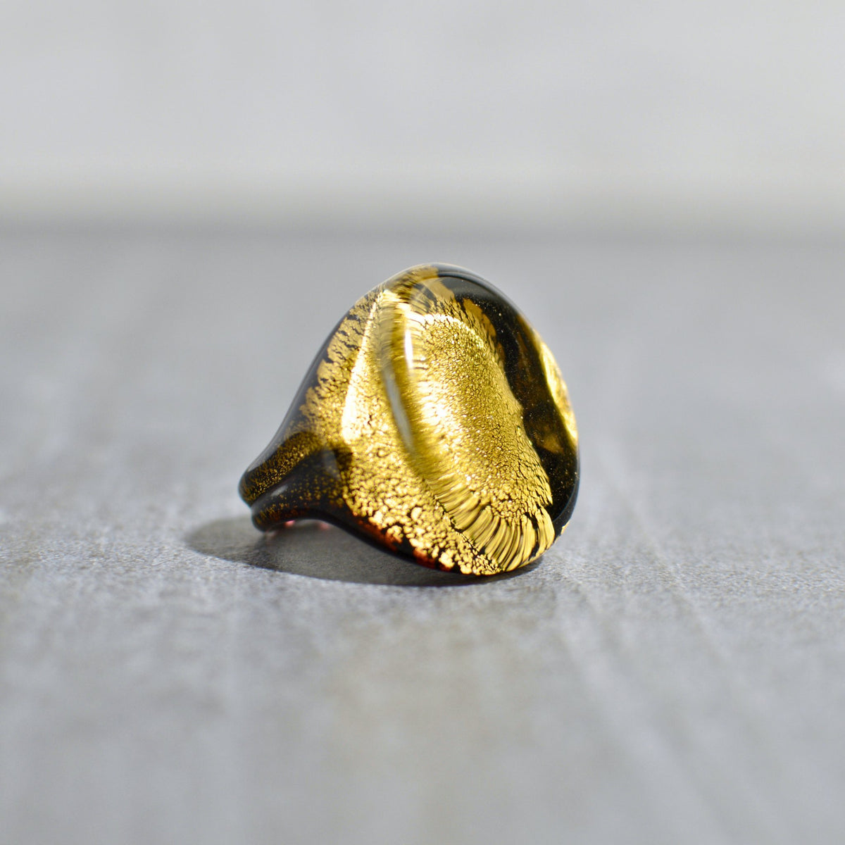 Murano Glass Large Statement Rings, 24 karat gold - My Italian Decor