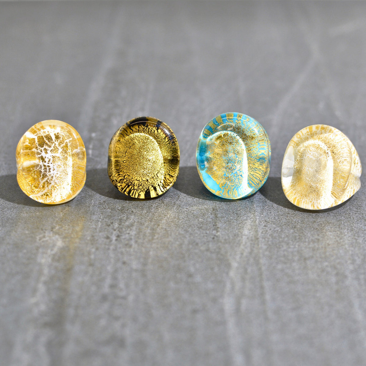 Murano Glass Large Statement Rings, 24 karat gold - My Italian Decor