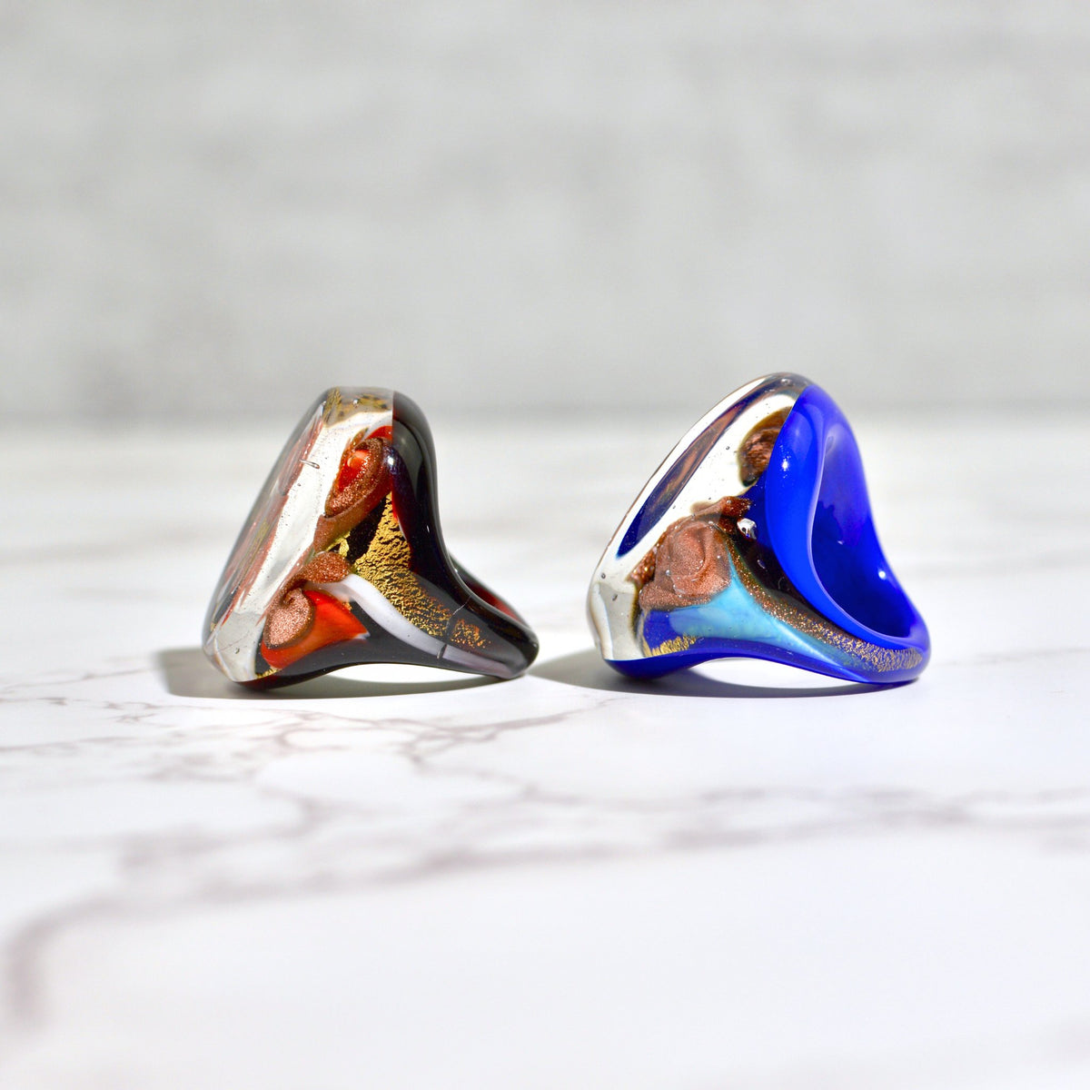 Venice Glass Statement Rings, Handcrafted In Italy - My Italian Decor