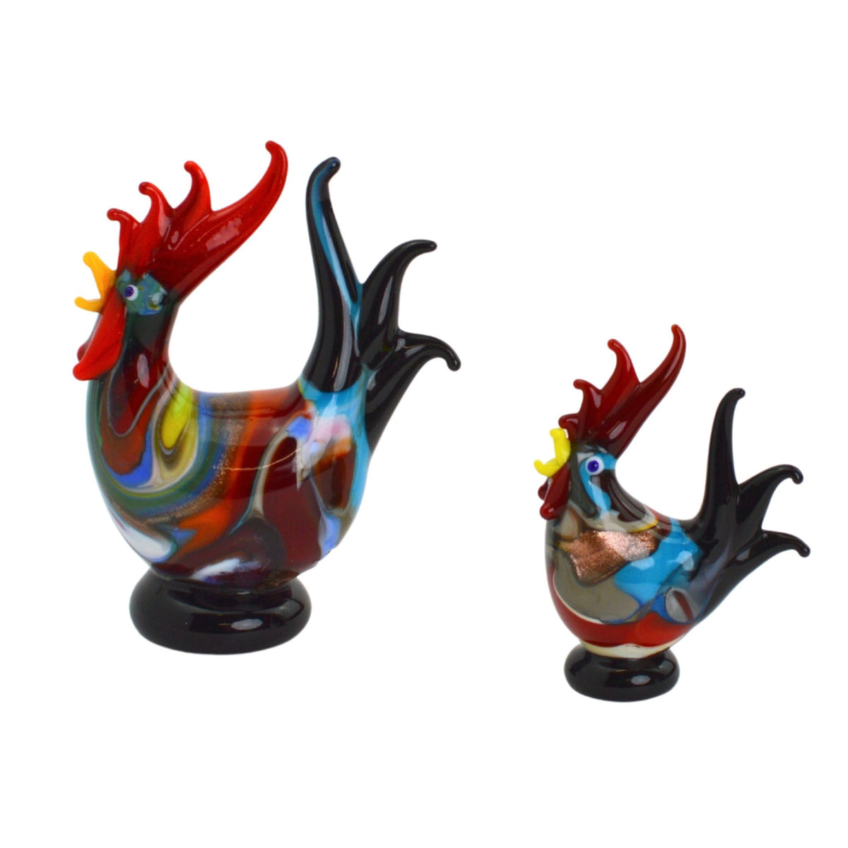 Marbled Murano Glass Rooster, Figurine, Made in Italy