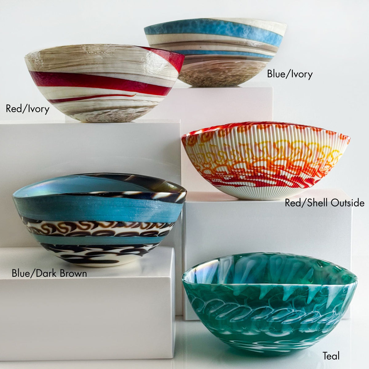 Murano Glass 6" Folded Shell Small Bowl, Made in Italy