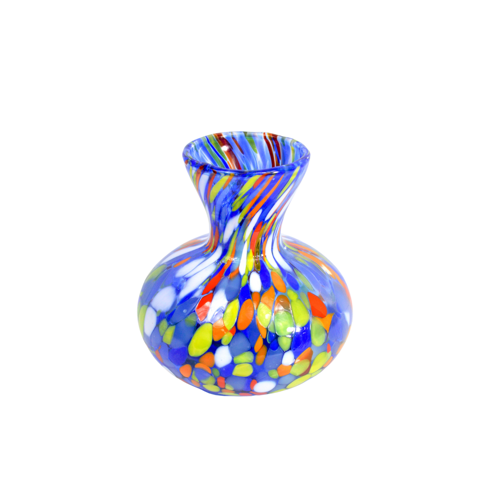 Murano glass tulip-shaped squat vase with Millefiori accents, crafted in Italy by MyItalianDecor.