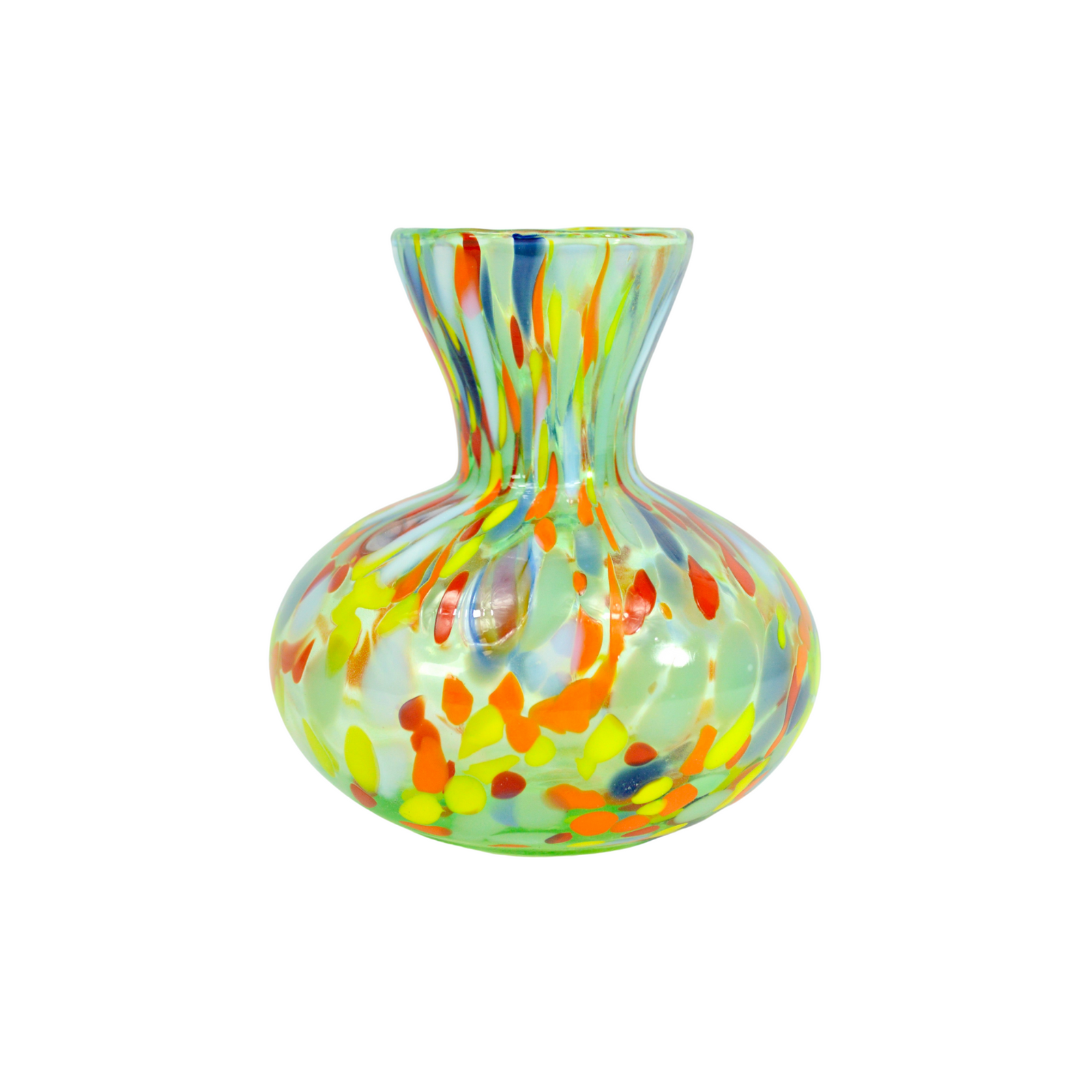 Murano glass tulip-shaped squat vase with Millefiori accents, crafted in Italy by MyItalianDecor.