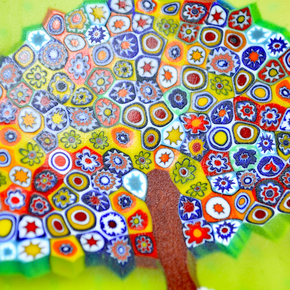 Millefiori Tree of Life Round Decorative Dish, 4.5&quot;, Handmade In Murano, Italy - My Italian Decor