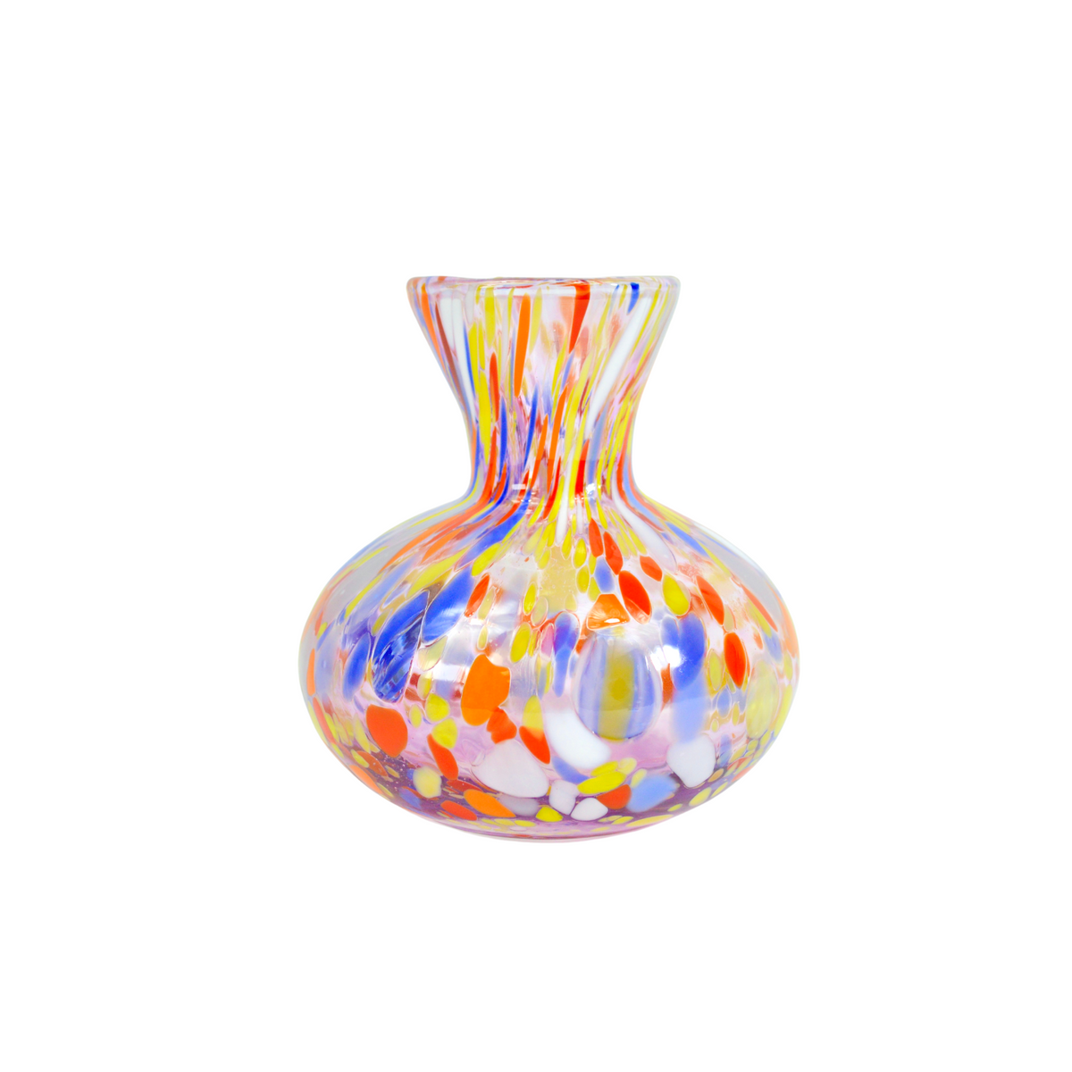 Tulip Squat Glass Vase with Millefiori Accents, Made In Italy - My Italian Decor