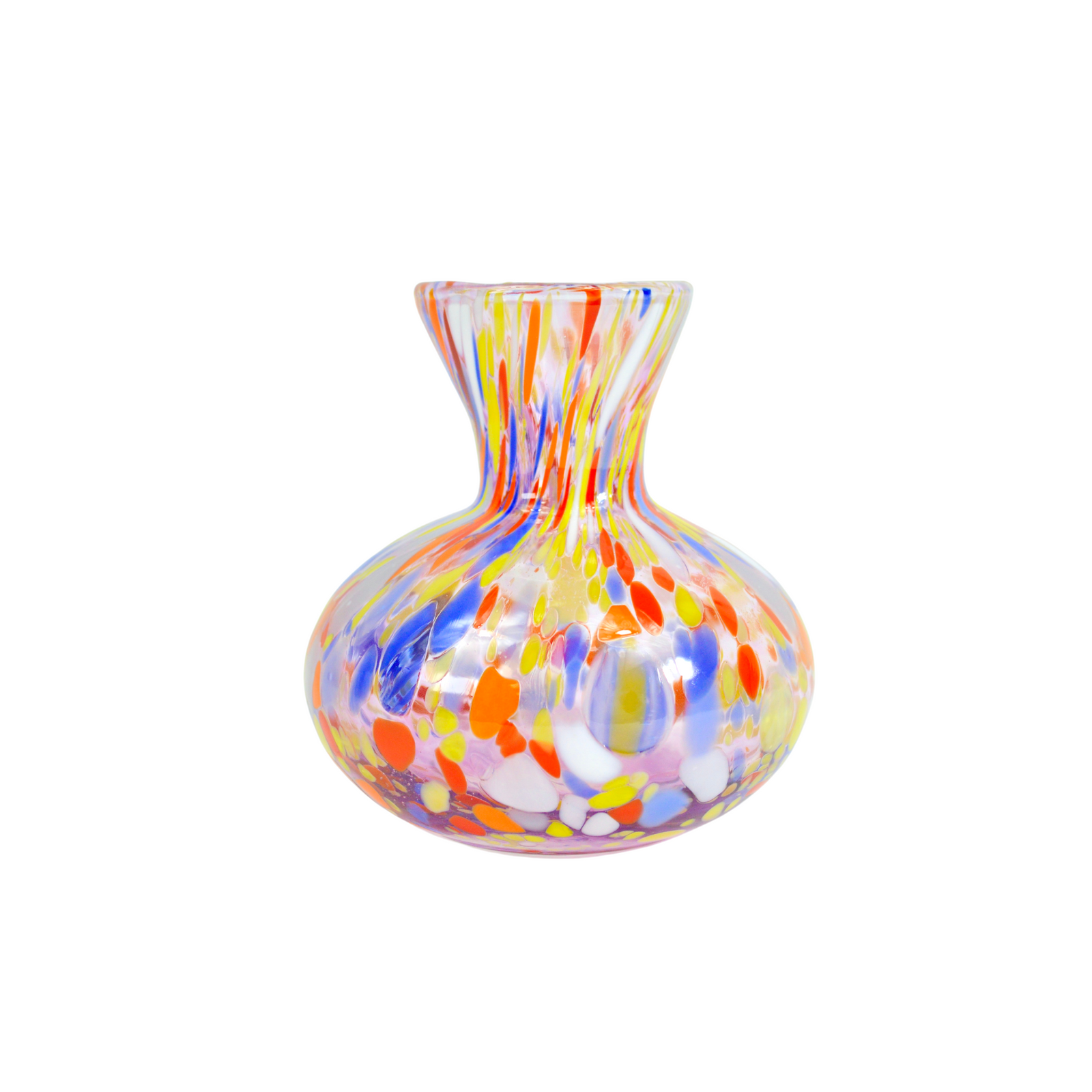 Murano glass tulip-shaped squat vase with Millefiori accents, crafted in Italy by MyItalianDecor.