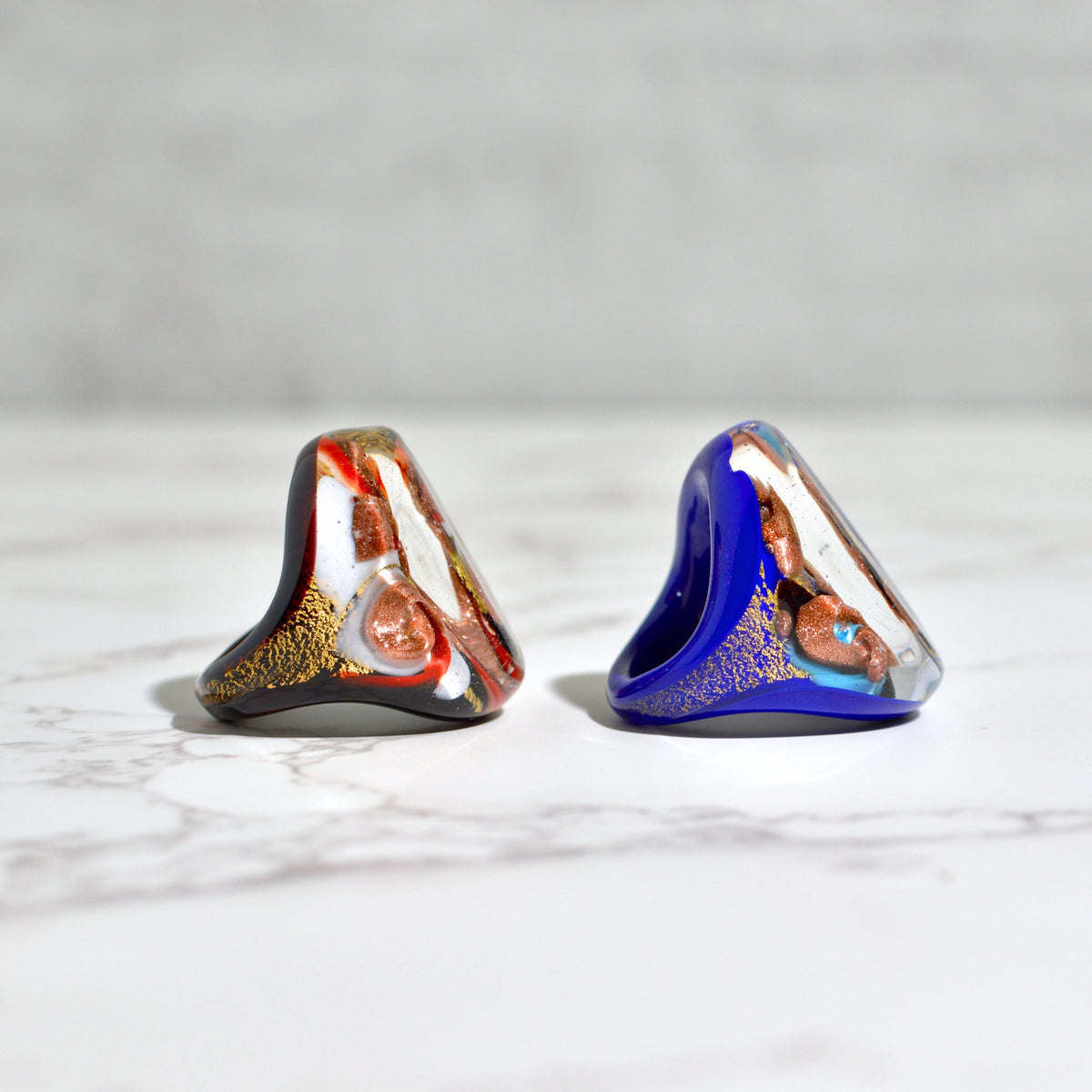 Venice Glass Statement Rings, Handcrafted In Italy - My Italian Decor