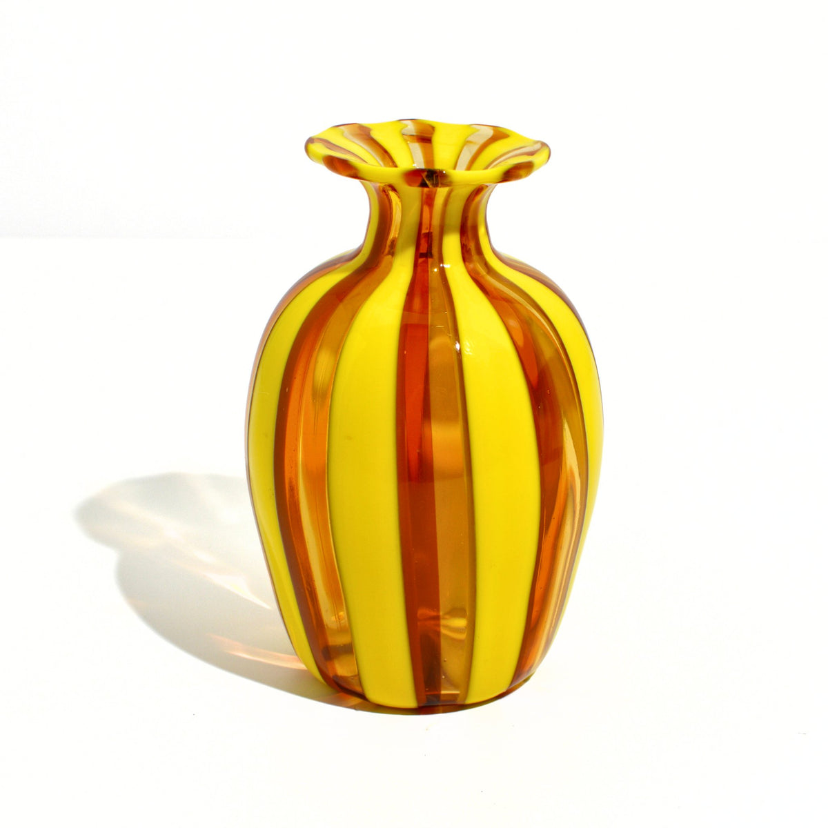 Murano Glass Stiletto Vase, Small Striped Vase, Made in Italy