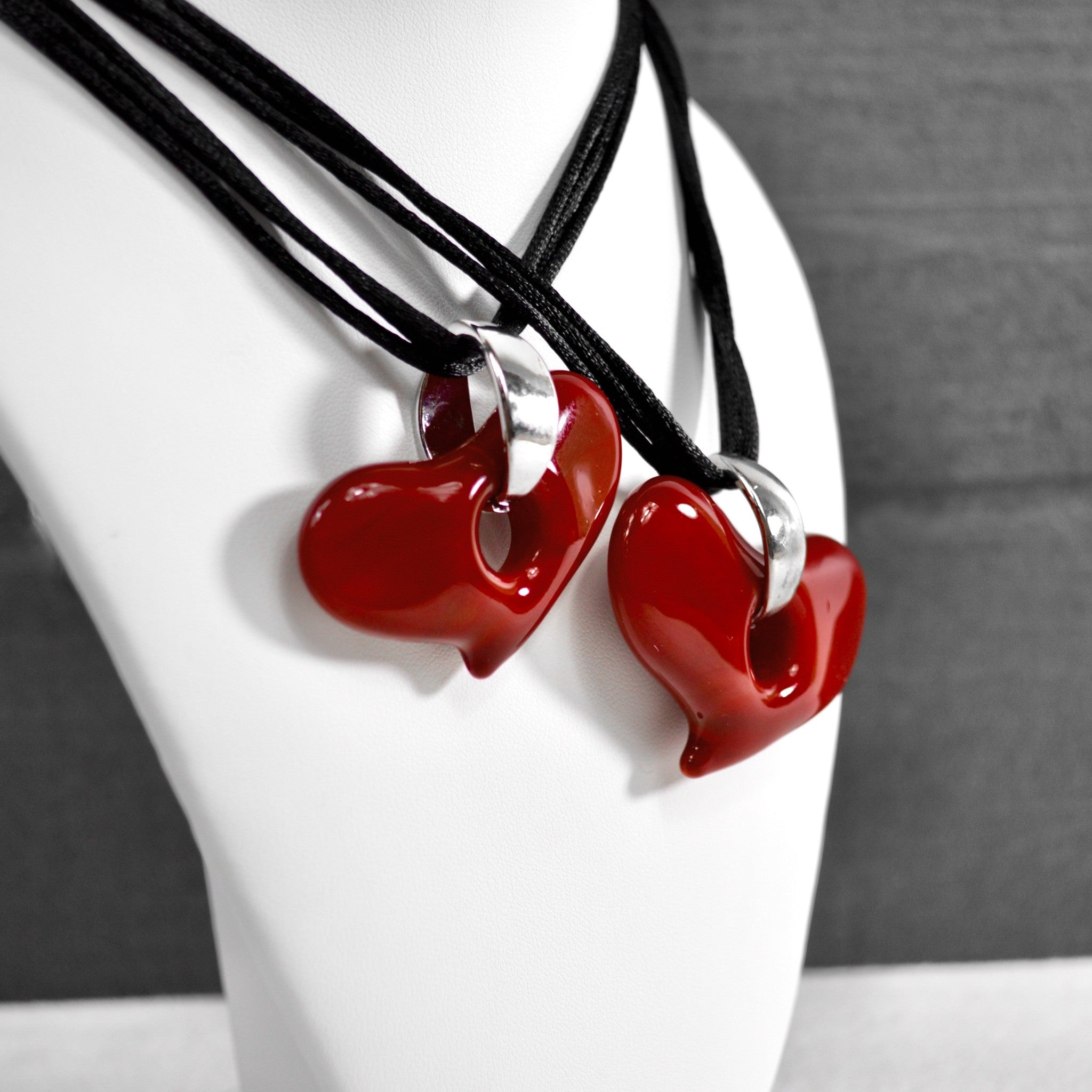 Murano Glass Solid Heart Pendant Necklace, Medium or Large, Made in Italy - My Italian Decor
