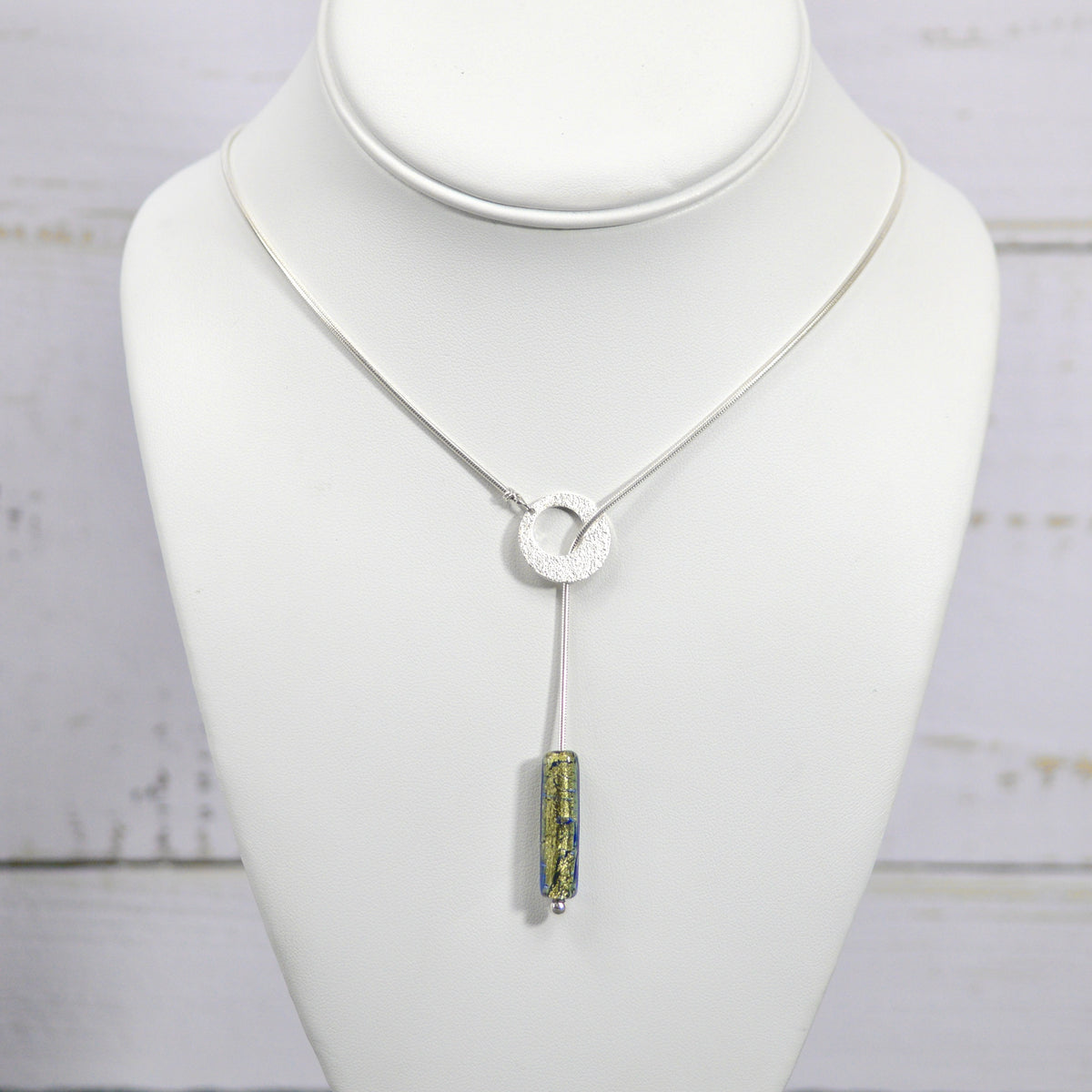 Siena Silver and Murano Glass Necklace, Earrings, Blue-Green-Gold - My Italian Decor