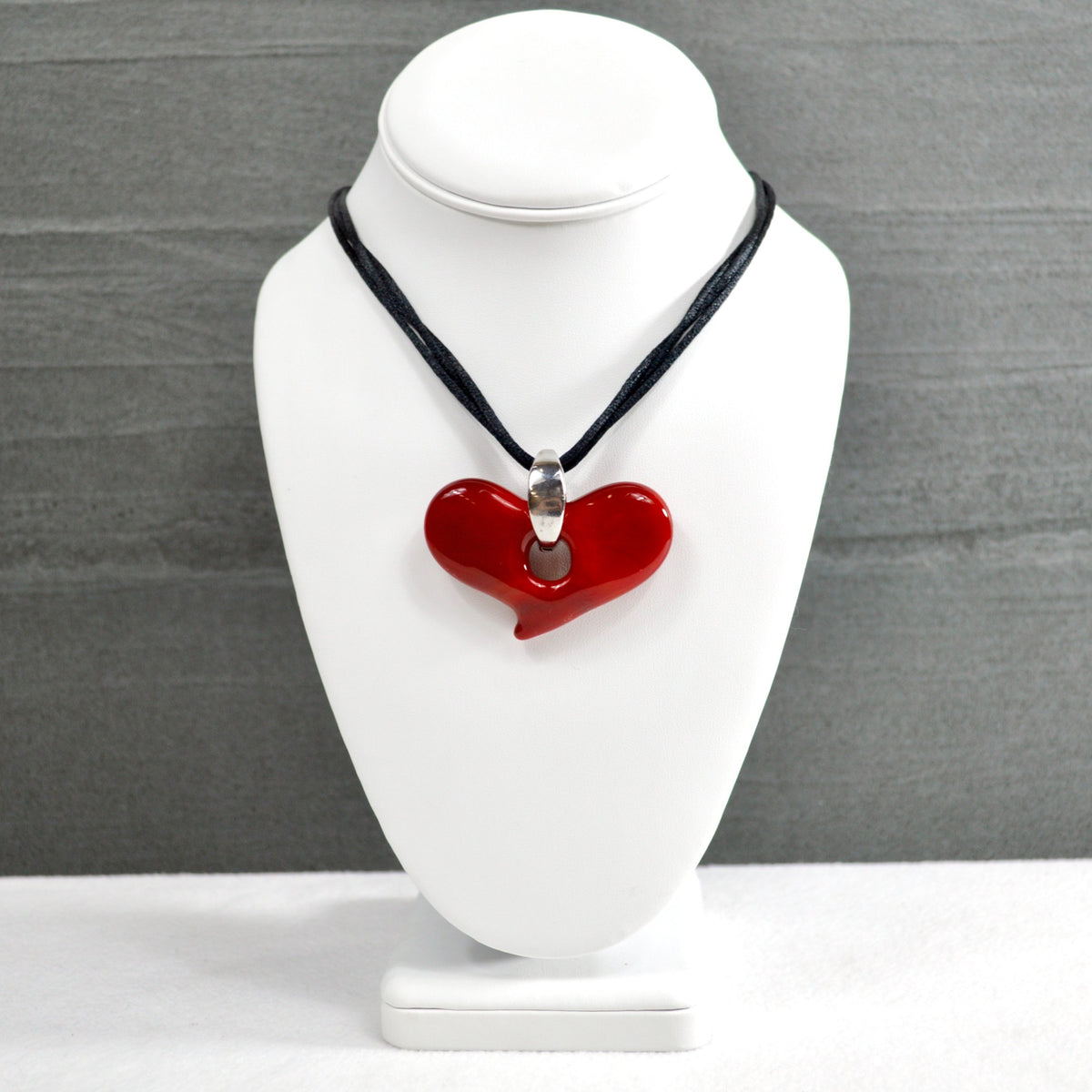 Murano Glass Solid Heart Pendant Necklace, Medium or Large, Made in Italy - My Italian Decor