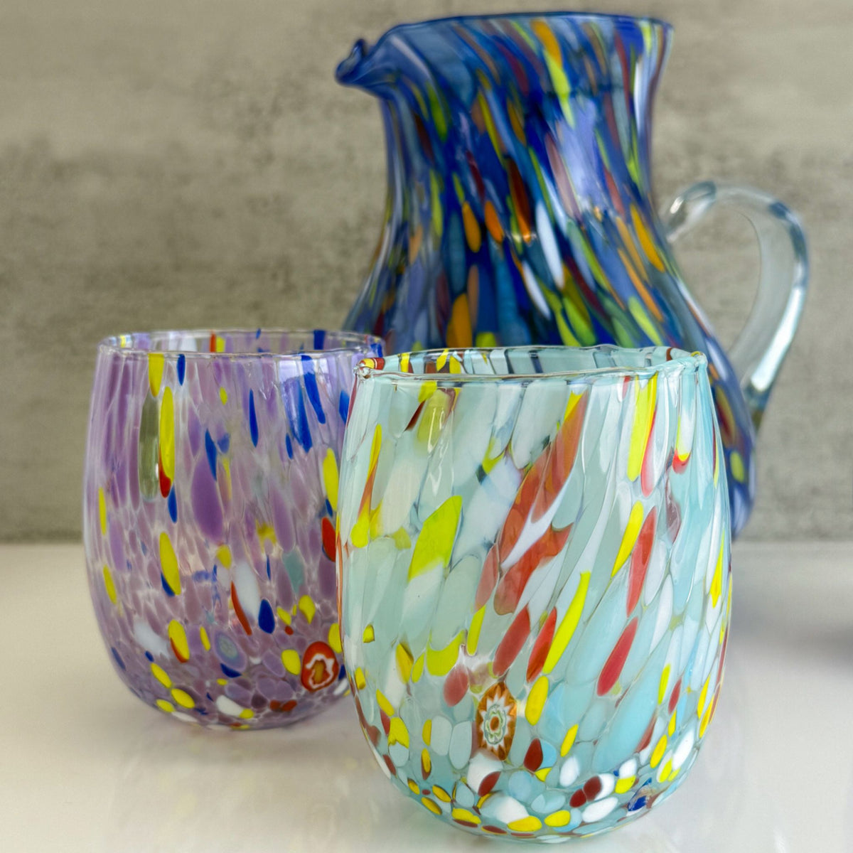 Set of 6 Guiliana Drinking Glasses, Made in Murano, Italy