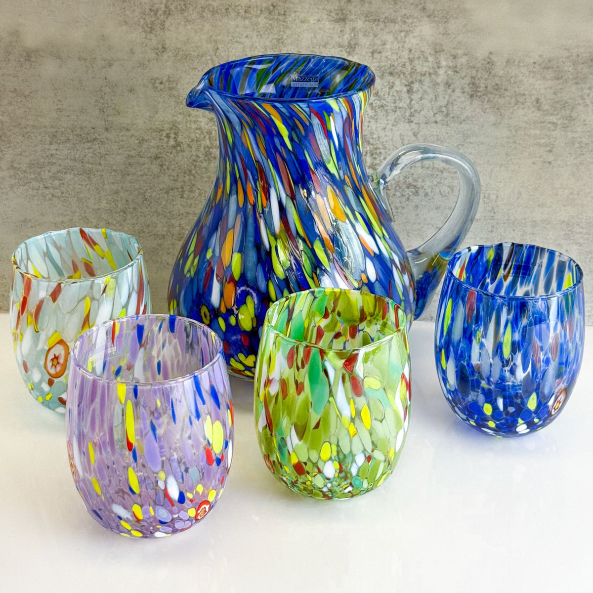 Set of 6 Guiliana Drinking Glasses, Made in Murano, Italy