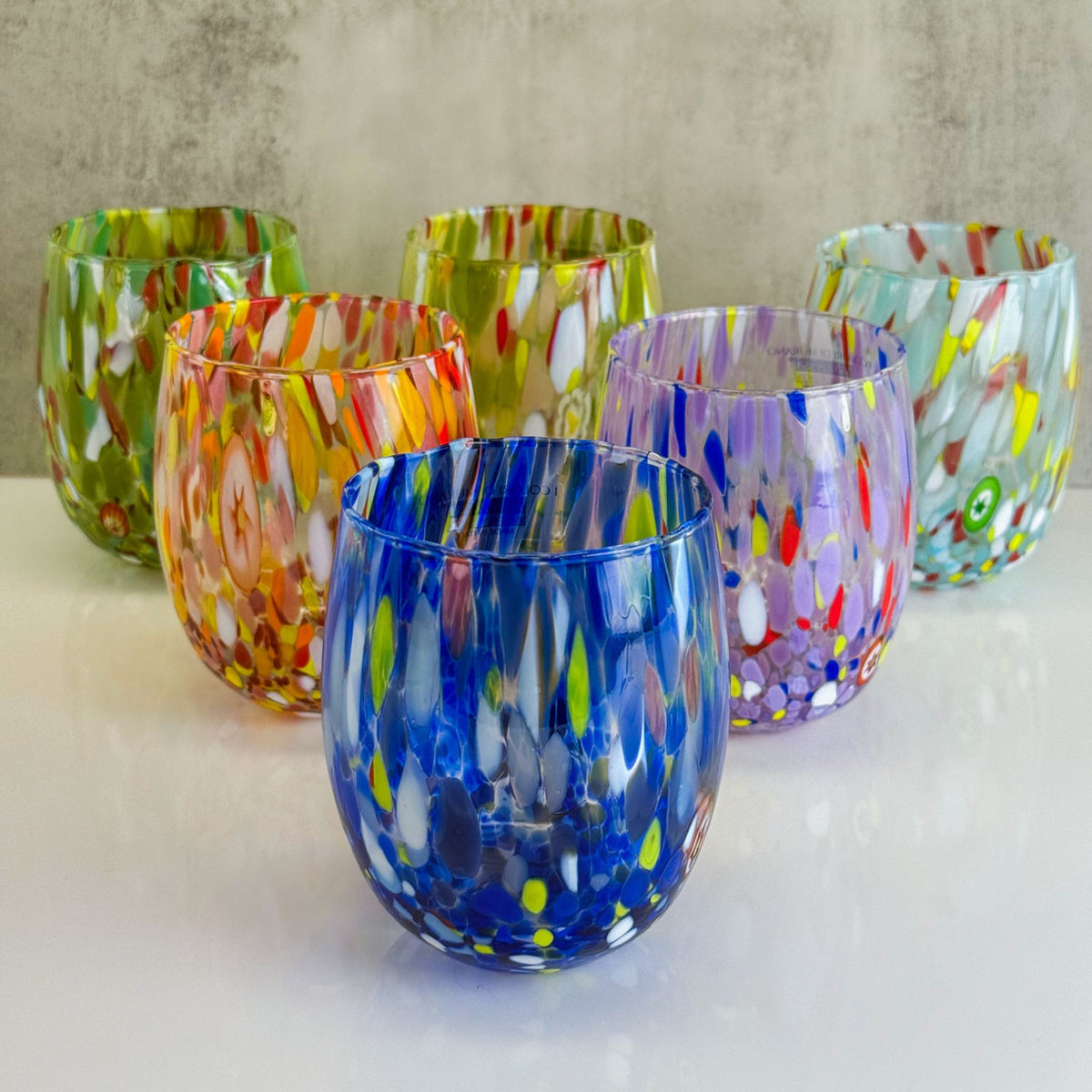 Set of 6 Guiliana Drinking Glasses, Made in Murano, Italy