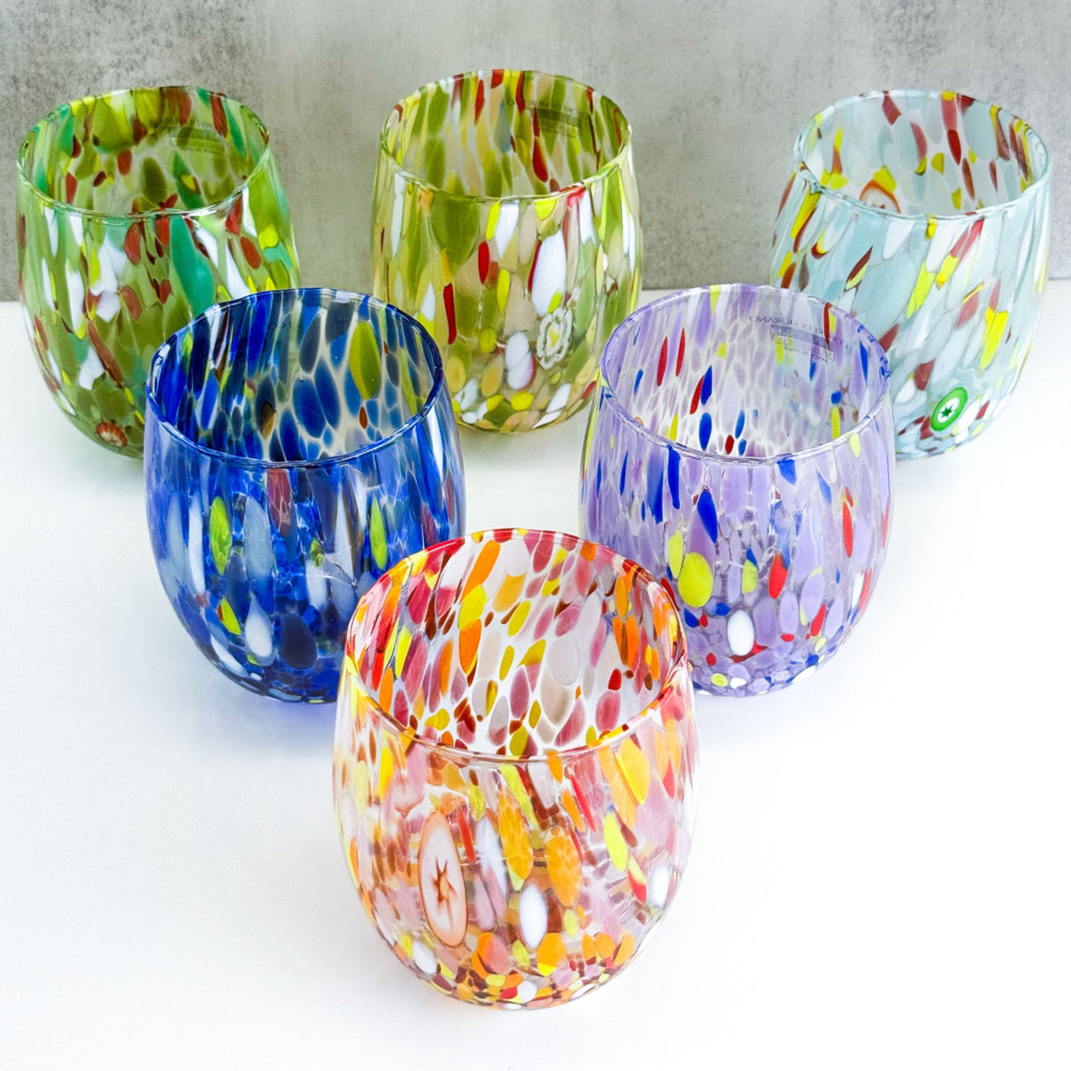 Set of 6 Guiliana Drinking Glasses, Made in Murano, Italy