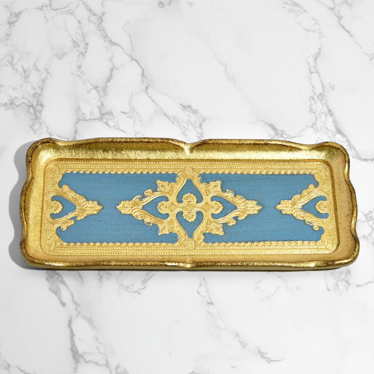 Florentine Carved Gilded Wood Narrow Tray, Made in Italy