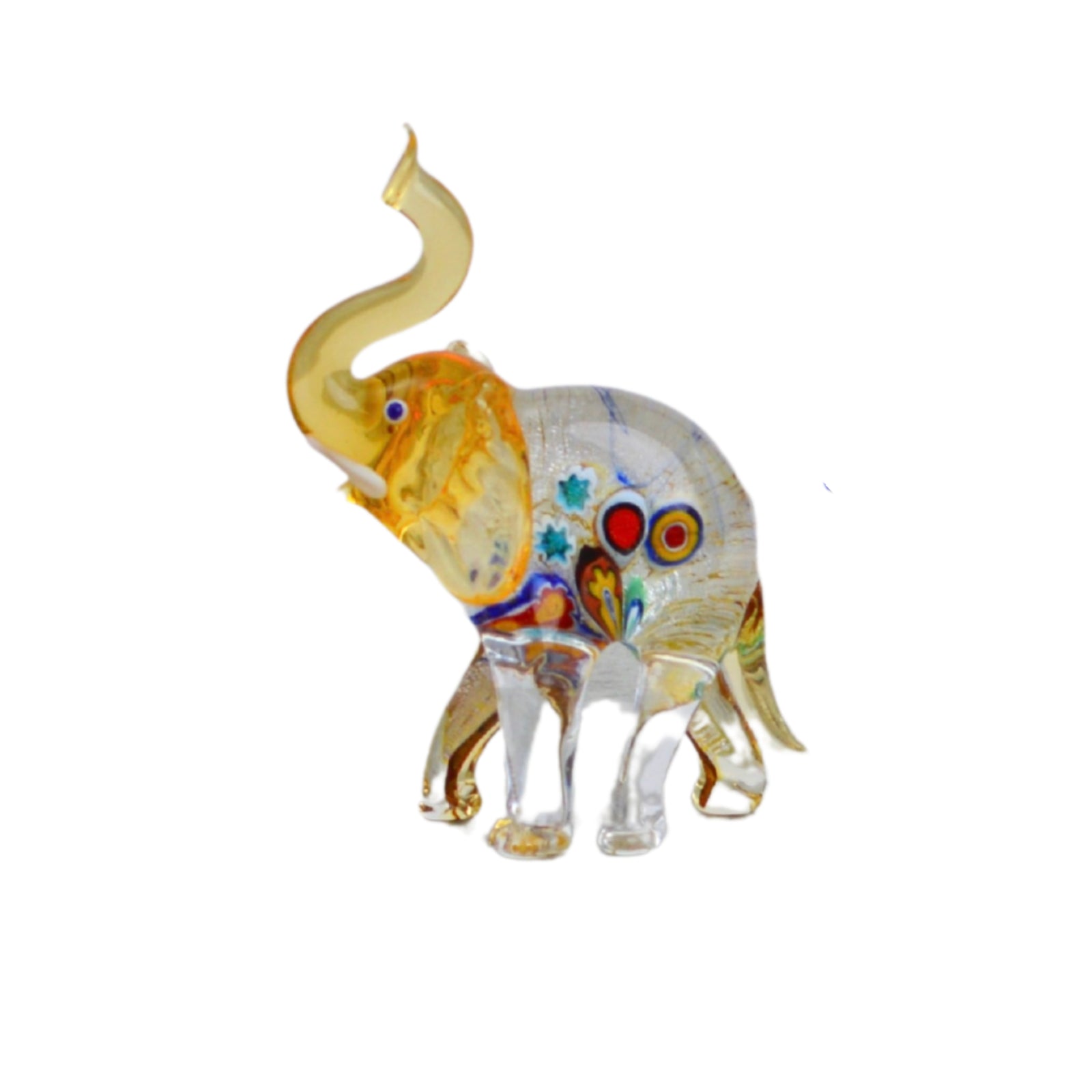 Lamp-worked Glass Elephant Figurine, Millefiori, Made in Italy - My Italian Decor