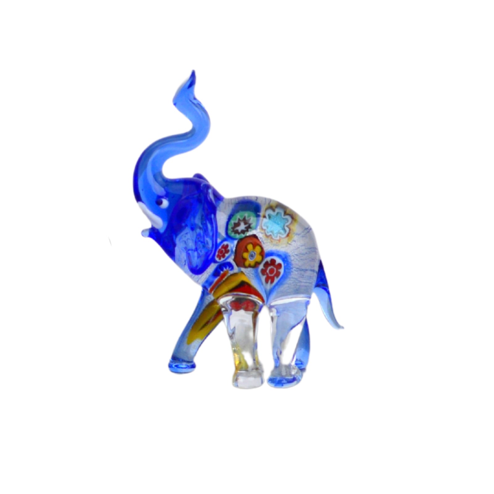 Lamp-worked Glass Elephant Figurine, Millefiori, Made in Italy - My Italian Decor