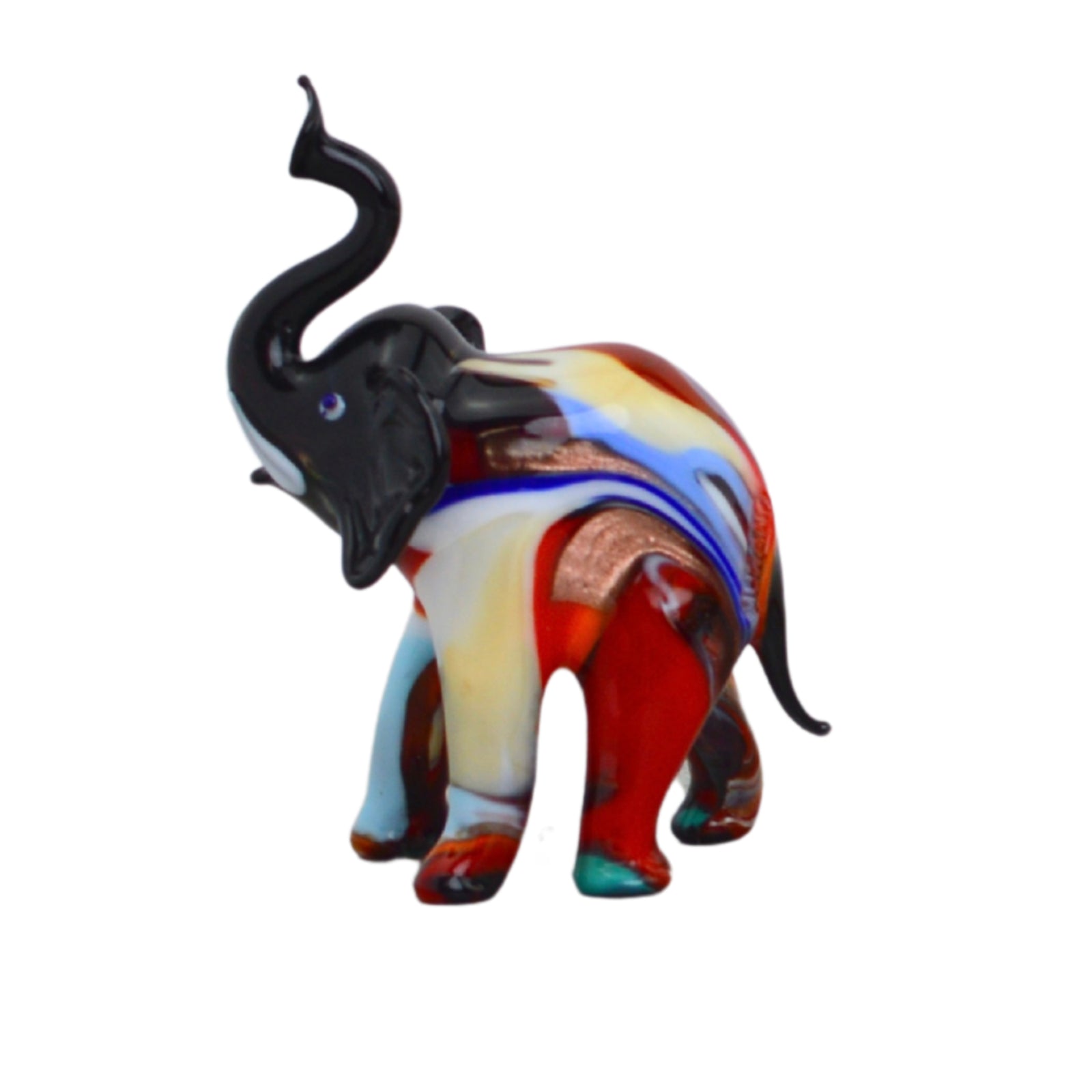 Lamp-worked Glass Elephant Figurine, Millefiori, Made in Italy - My Italian Decor