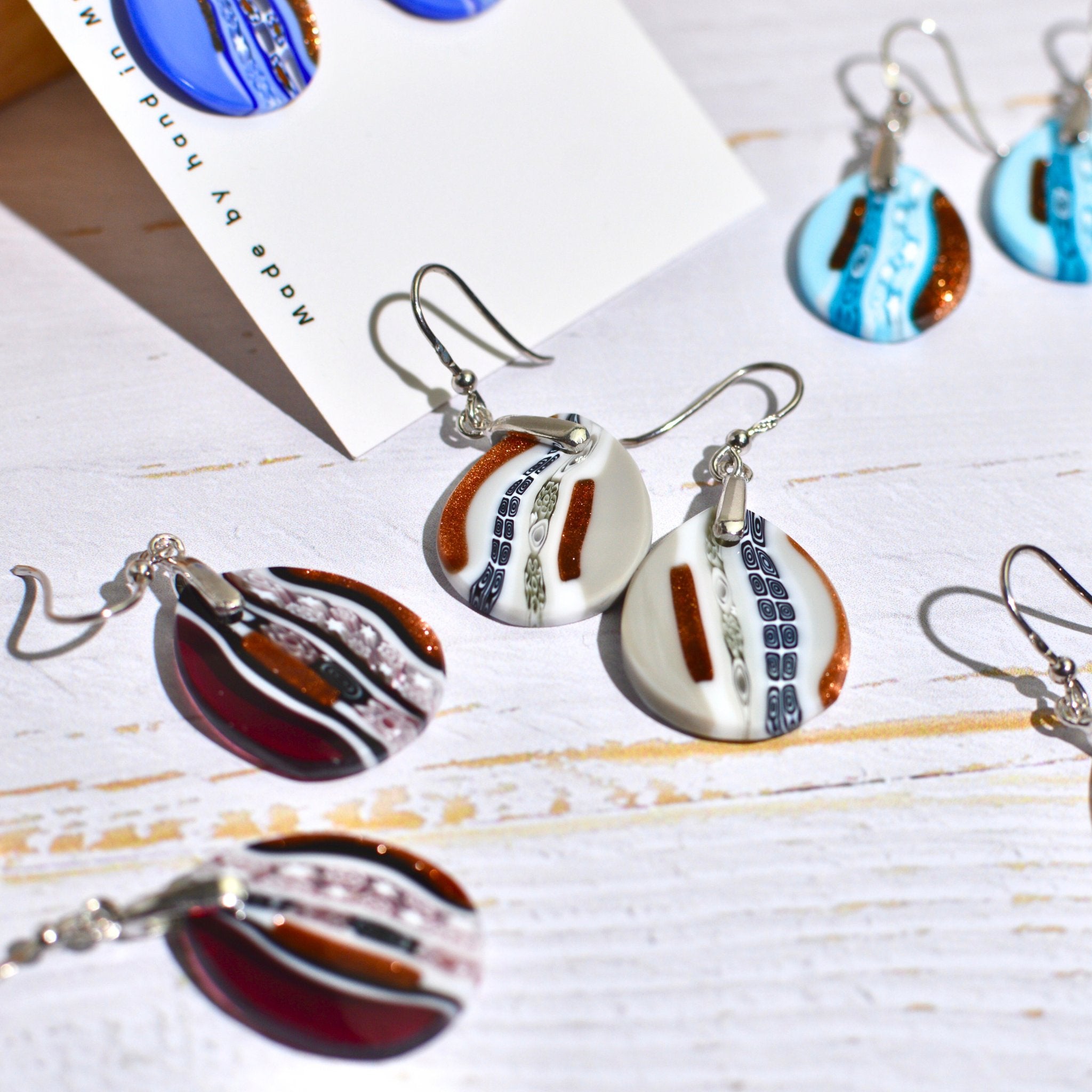 UNOde50 Liana Silver People Earrings - Colorful Glass Dangle Earrings, Retired Style, 3.5 Inch Drop